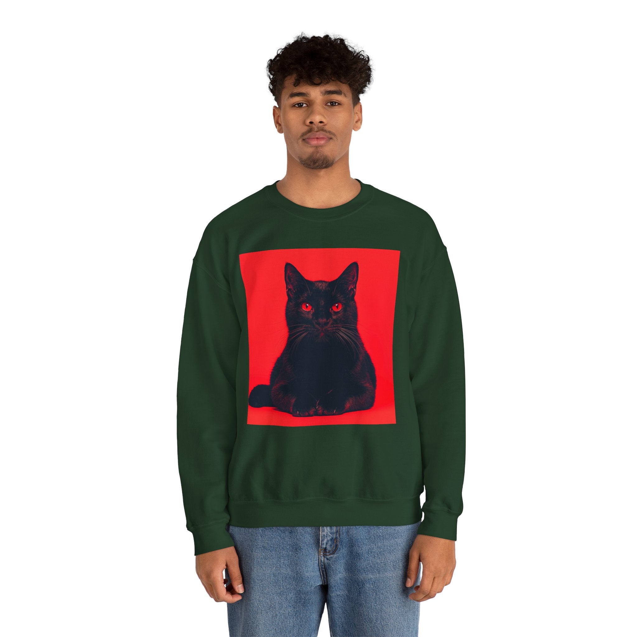 Black Cat with Red Eyes sweatshirt | Crewneck Cat Art, Gothic
