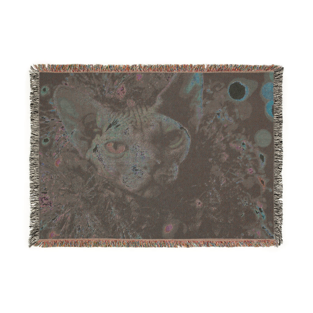 Christmas Cat Portrait Woven Blanket | Holiday Lights, Cozy Funny gift