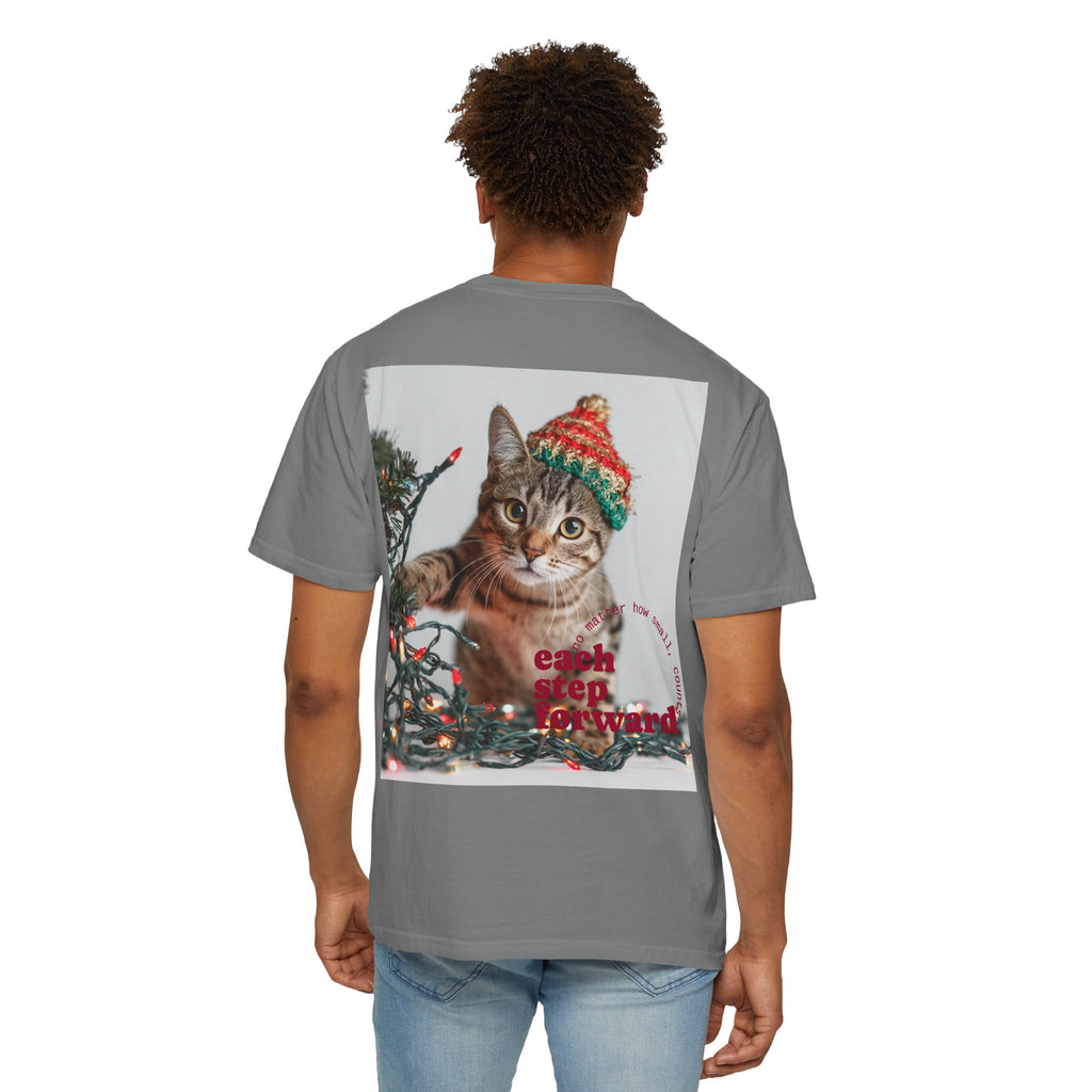 Tabby Cat in Knit Hat T-shirt | Christmas Kitty, Holiday Lights