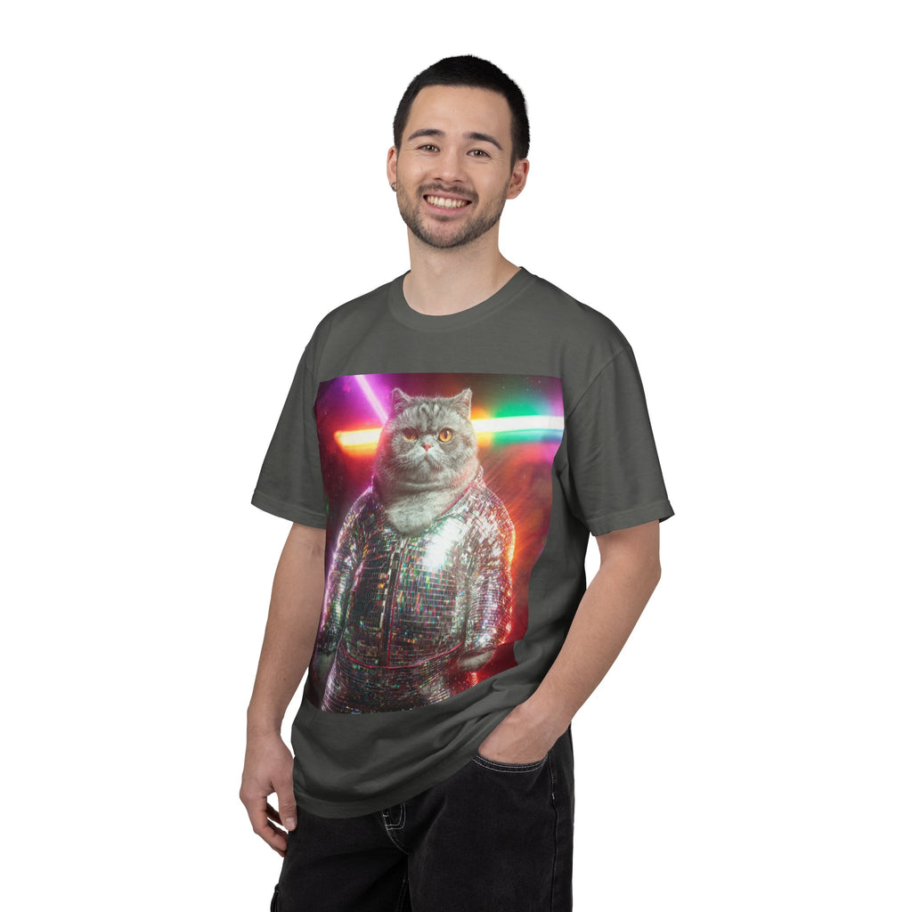 Unisex Disco Cat T-shirt | Funny Cat With Sequin Jacket, Stylish Cat Lovers Gift,  Trendy Cat Graphic Shirt