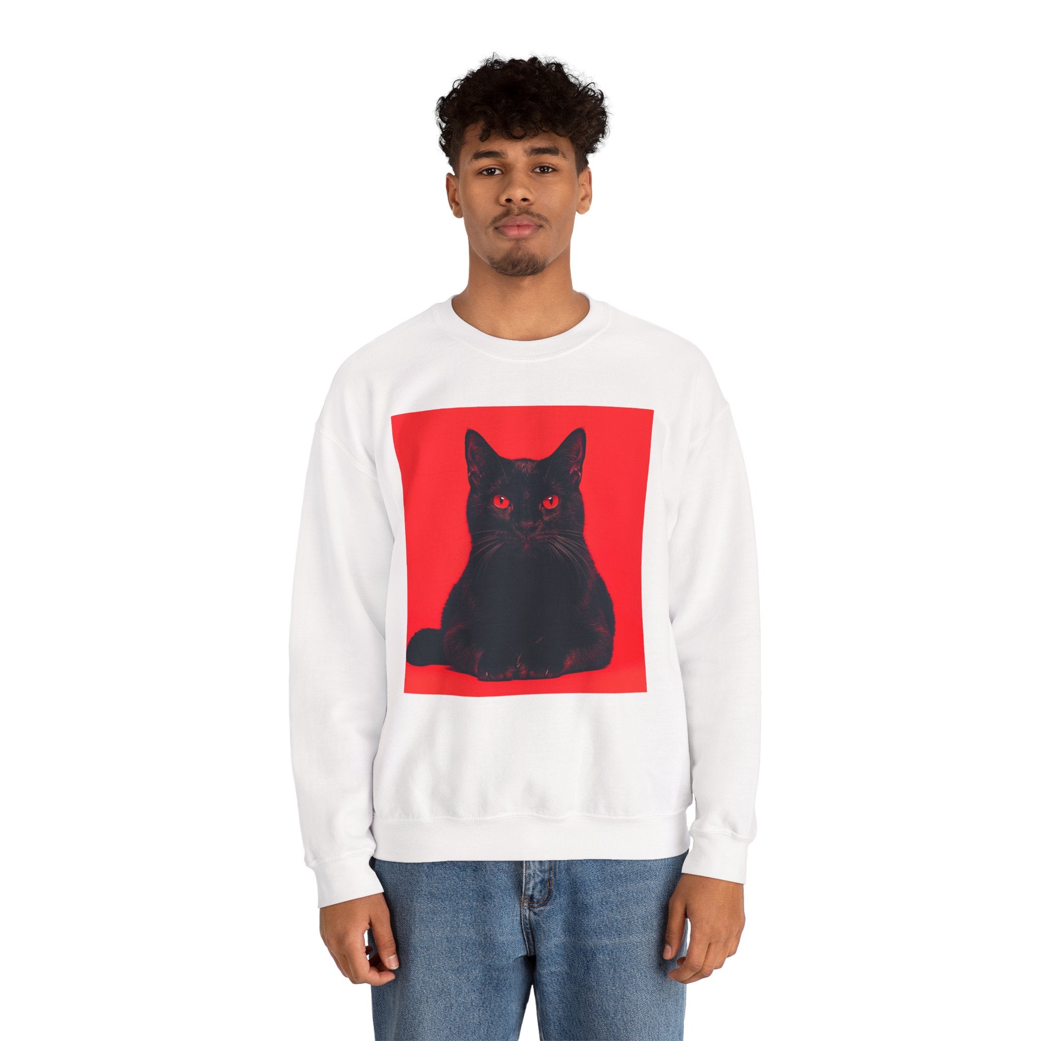 Black Cat with Red Eyes sweatshirt | Crewneck Cat Art, Gothic