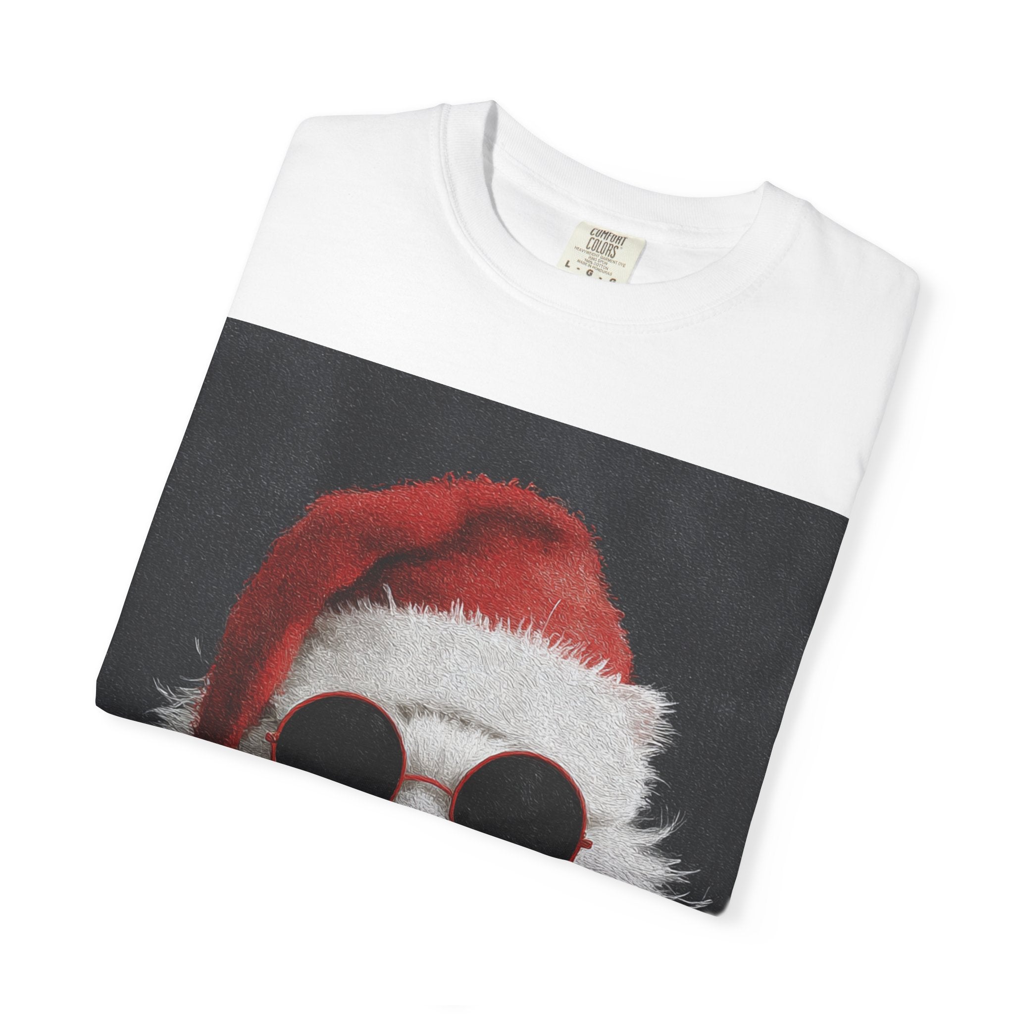 Cool White Cat in Santa Hat T-Shirt | Christmas Cat Shirt
