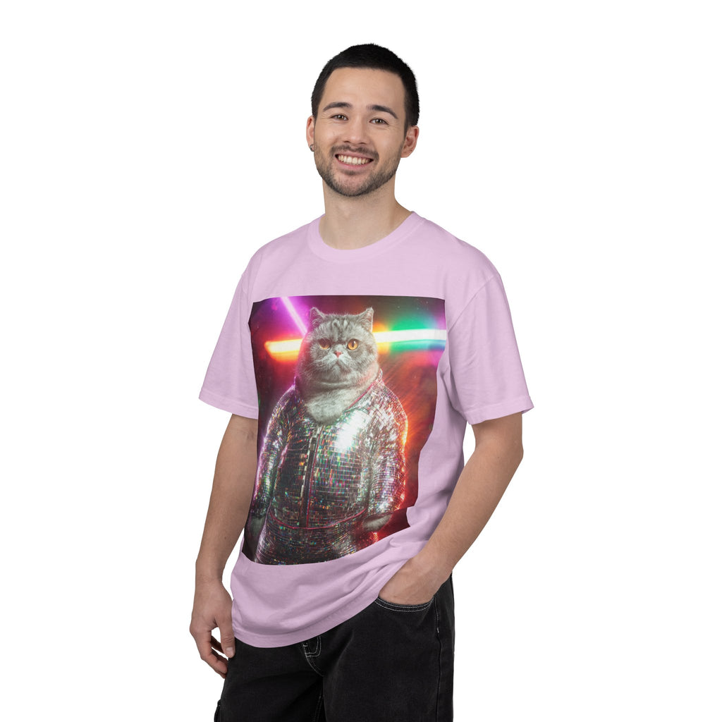 Unisex Disco Cat T-shirt | Funny Cat With Sequin Jacket, Stylish Cat Lovers Gift,  Trendy Cat Graphic Shirt