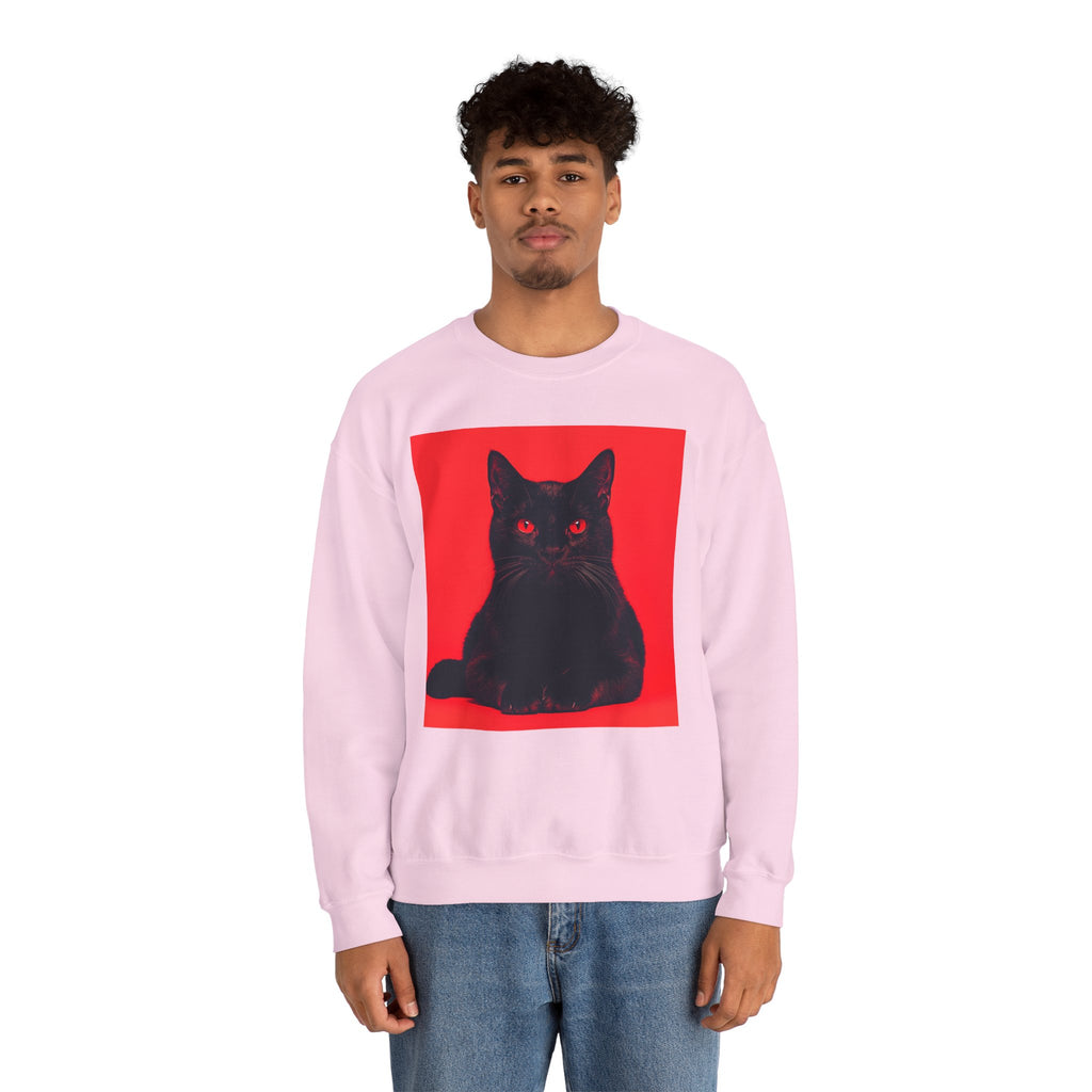 Black Cat with Red Eyes sweatshirt | Crewneck Cat Art, Gothic