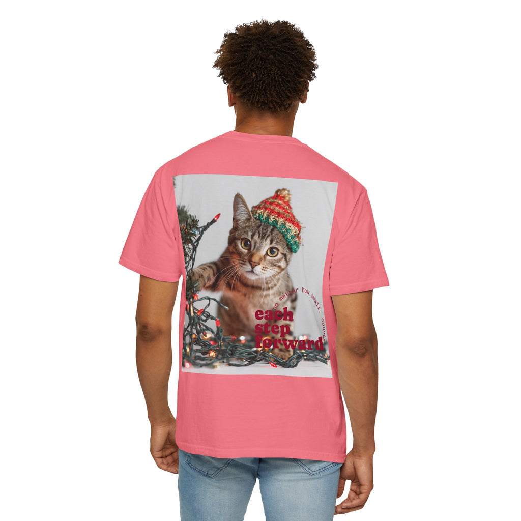 Tabby Cat in Knit Hat T-shirt | Christmas Kitty, Holiday Lights