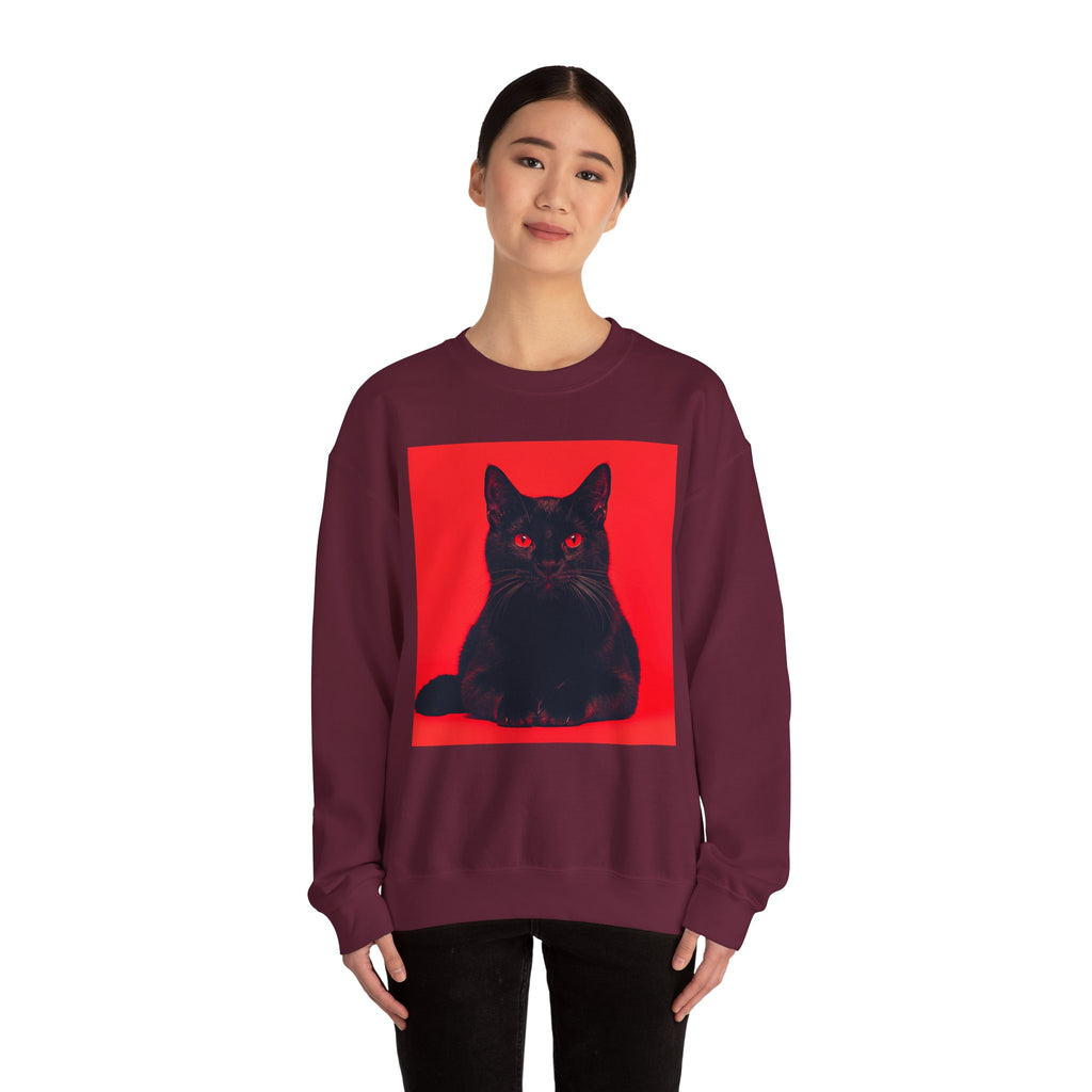 Black Cat with Red Eyes sweatshirt | Crewneck Cat Art, Gothic