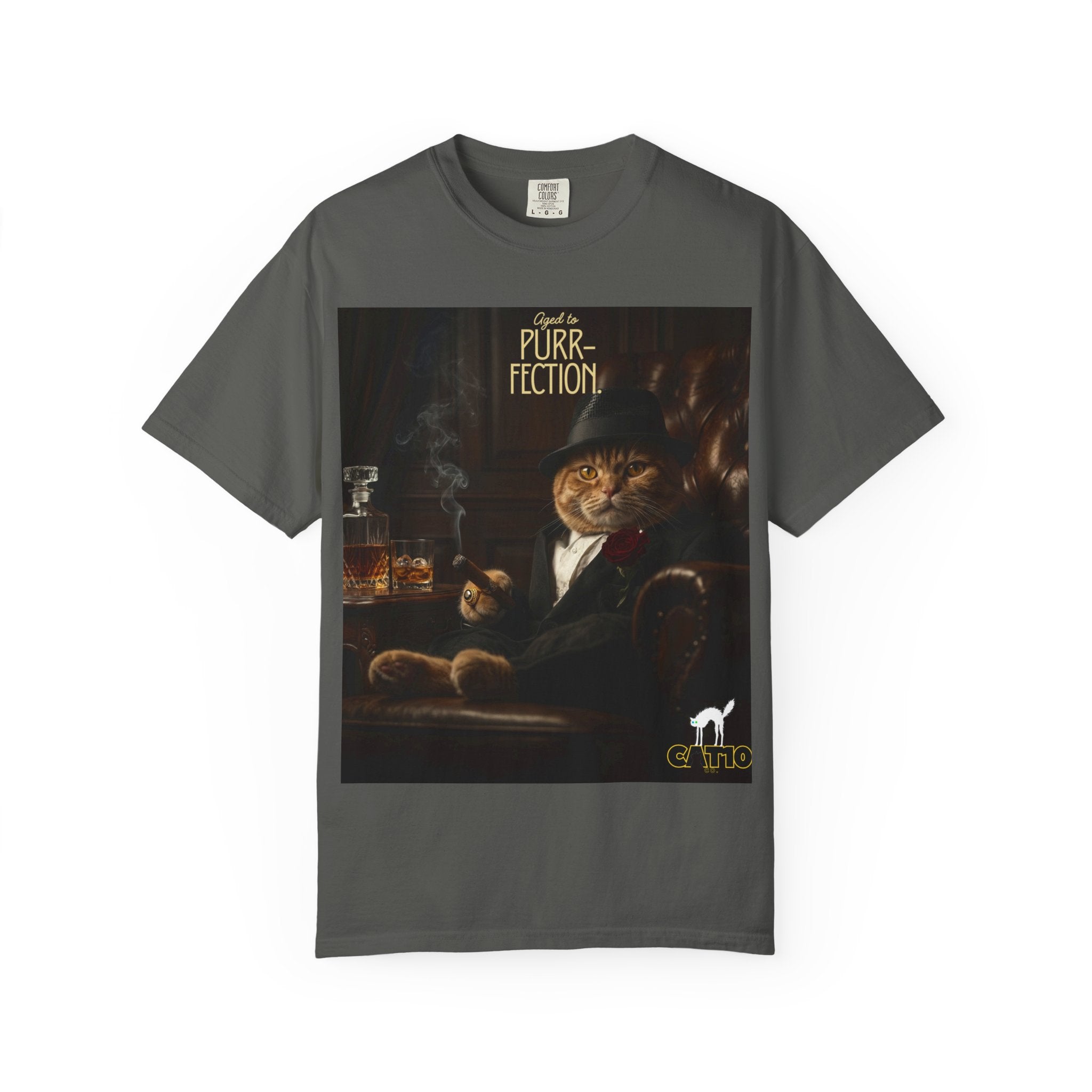 Aged to Purr-fection Cat Birthday gift T-Shirt | Vintage Dapper Cat Artwork