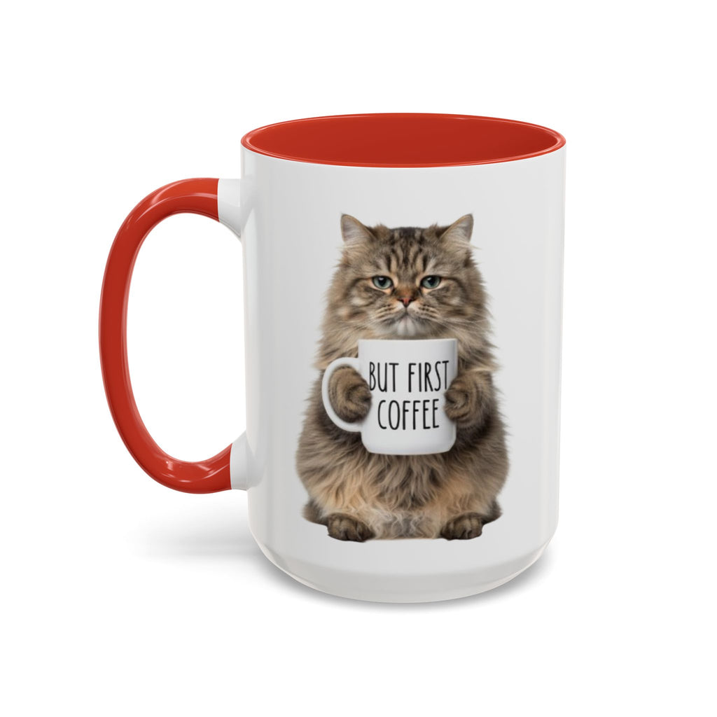 Kedi Kahve Kupası - Tüylü Kedi 'Ama önce kahve' temalı kupa (11/15oz) uygun fiyatlı hediye