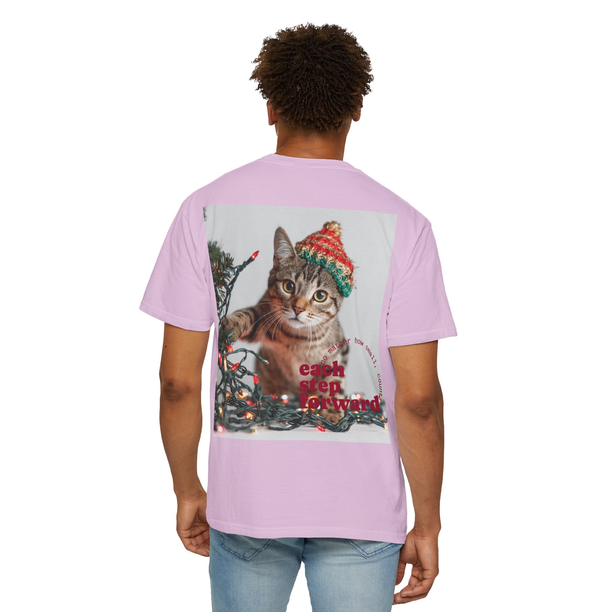 Tabby Cat in Knit Hat T-shirt | Christmas Kitty, Holiday Lights