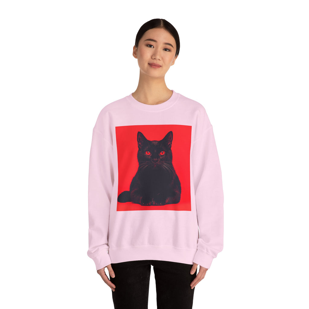 Black Cat with Red Eyes sweatshirt | Crewneck Cat Art, Gothic