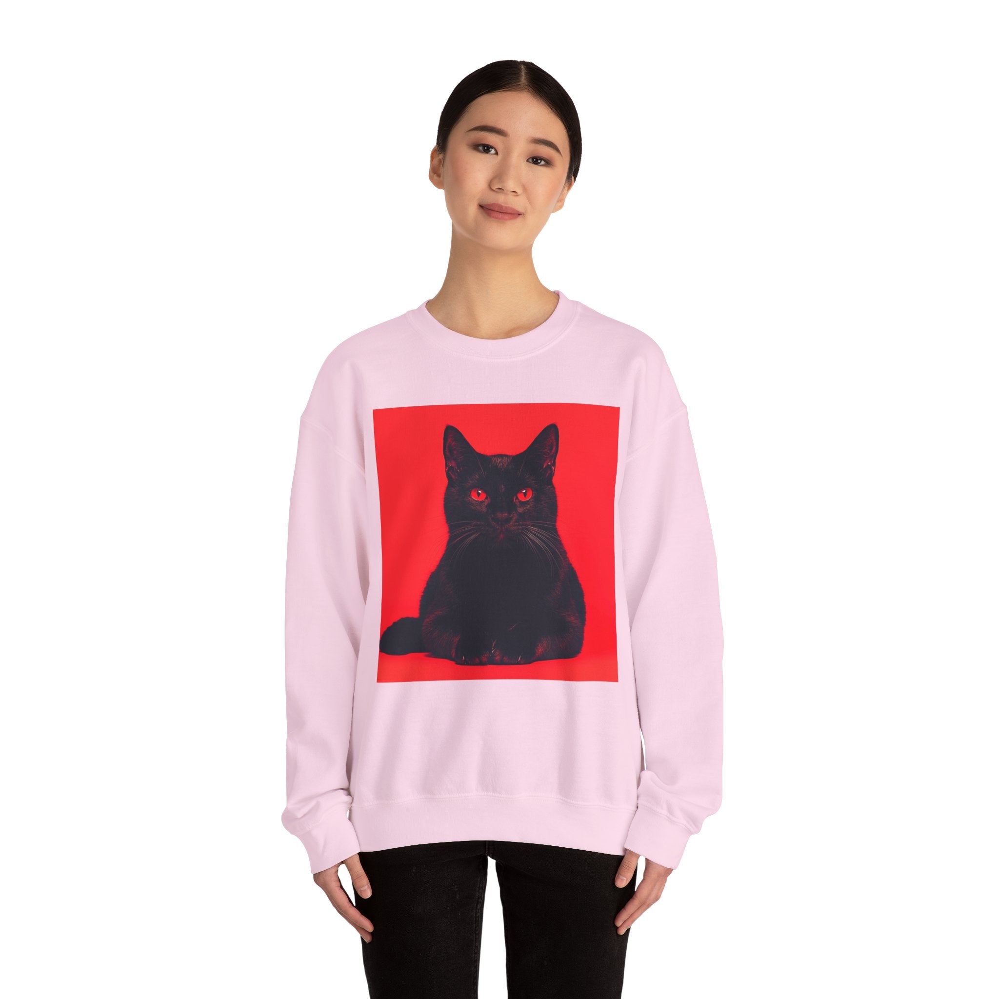 Black Cat with Red Eyes sweatshirt | Crewneck Cat Art, Gothic