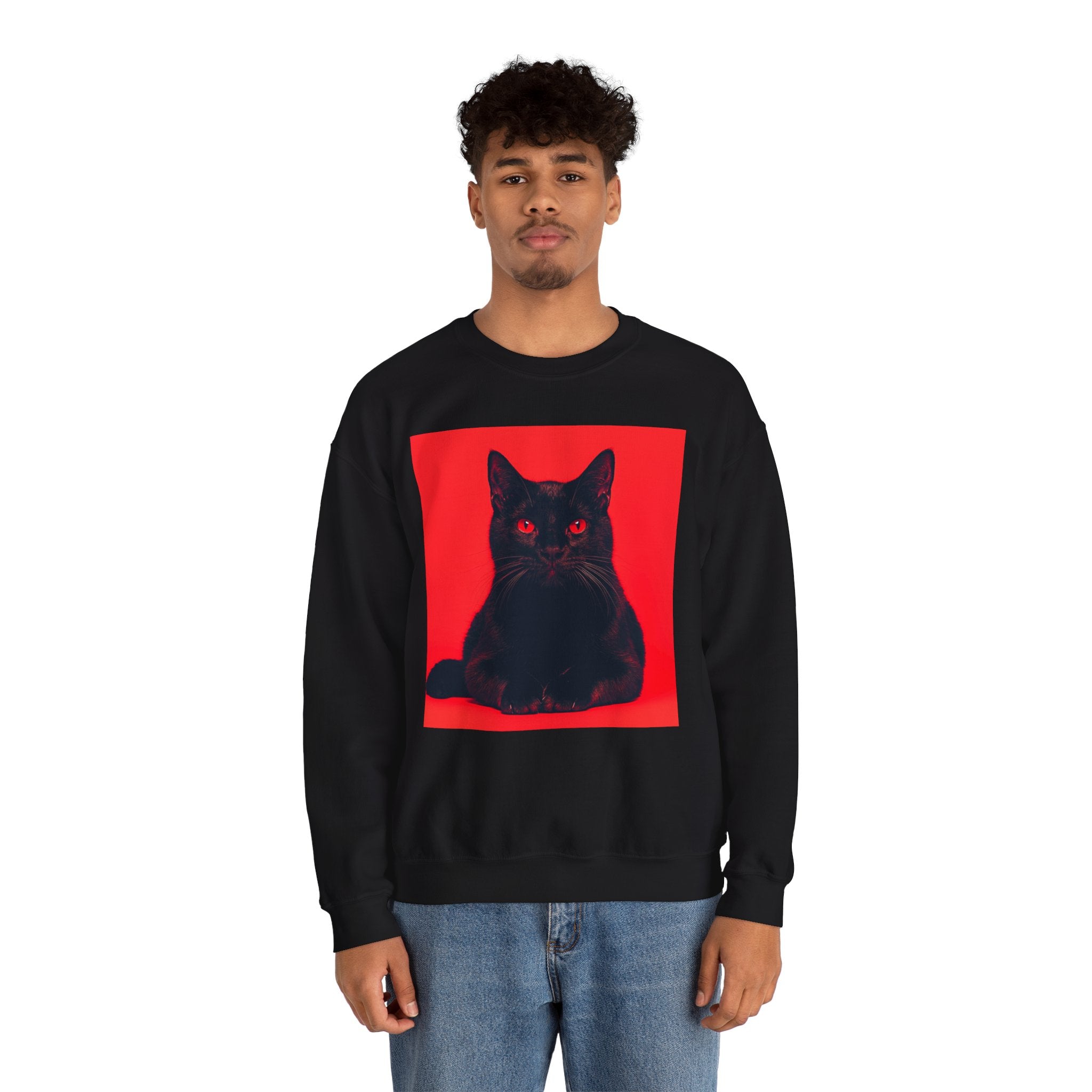Black Cat with Red Eyes sweatshirt | Crewneck Cat Art, Gothic