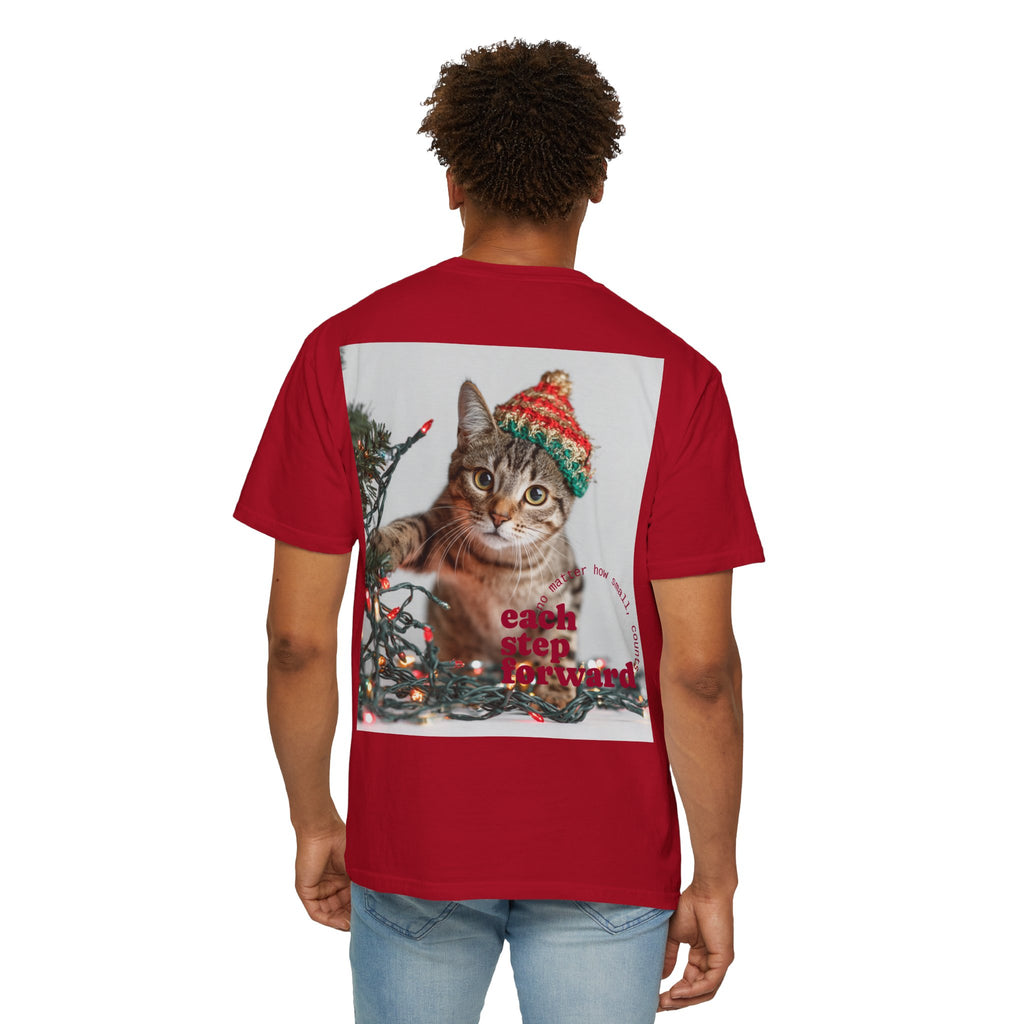 Tabby Cat in Knit Hat T-shirt | Christmas Kitty, Holiday Lights