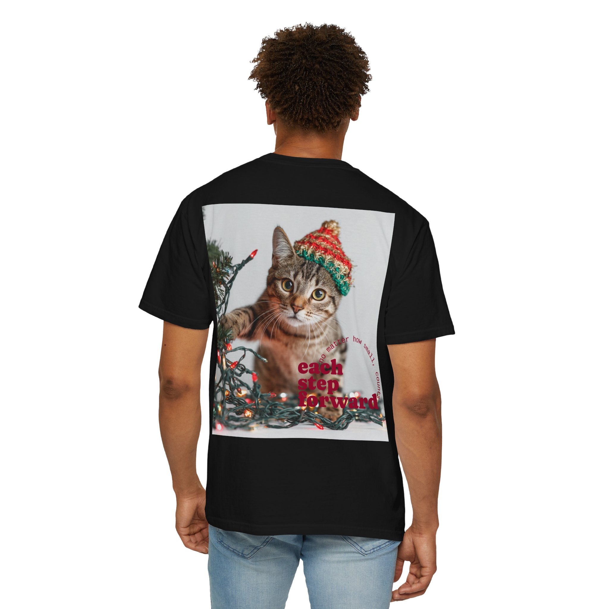 Tabby Cat in Knit Hat T-shirt | Christmas Kitty, Holiday Lights