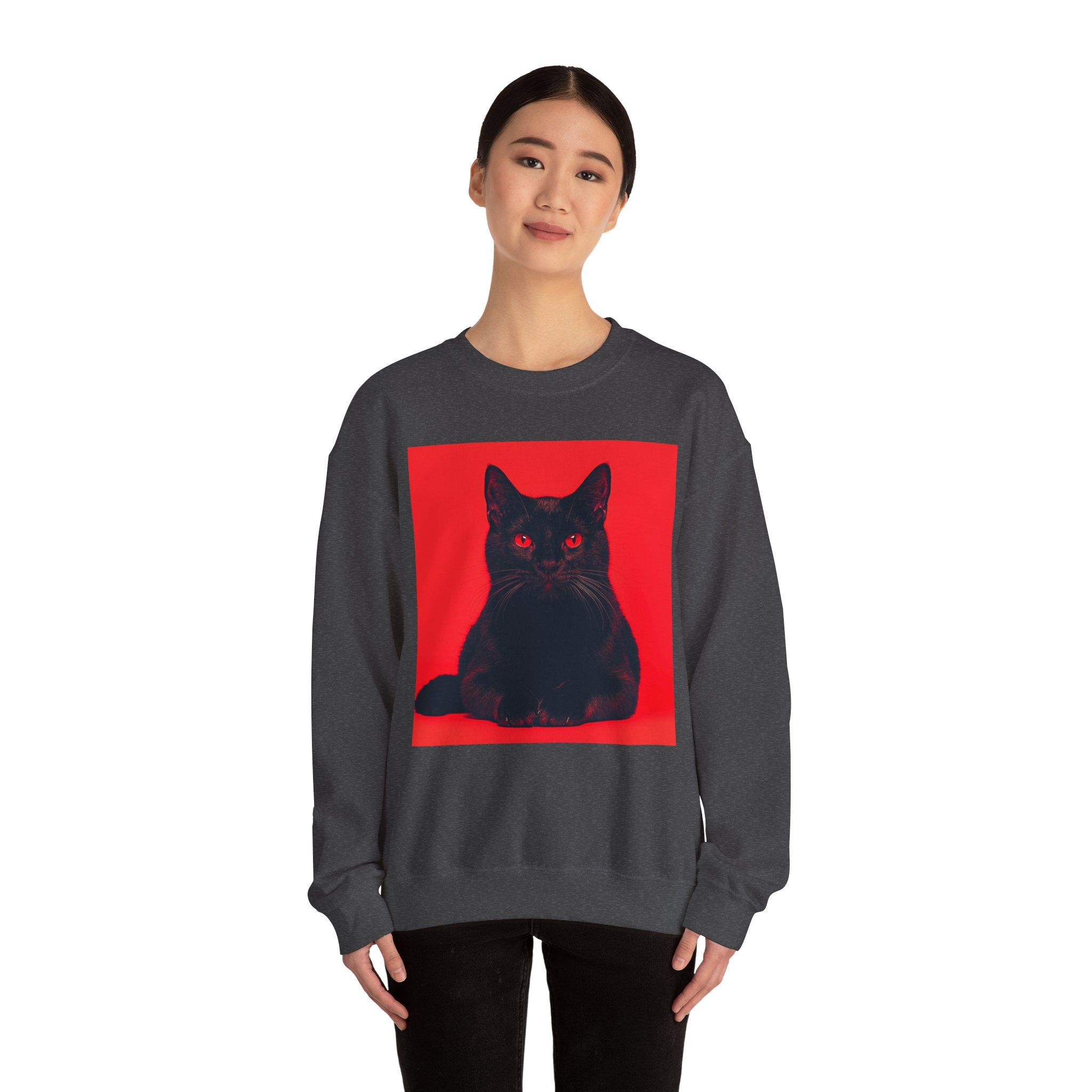 Black Cat with Red Eyes sweatshirt | Crewneck Cat Art, Gothic