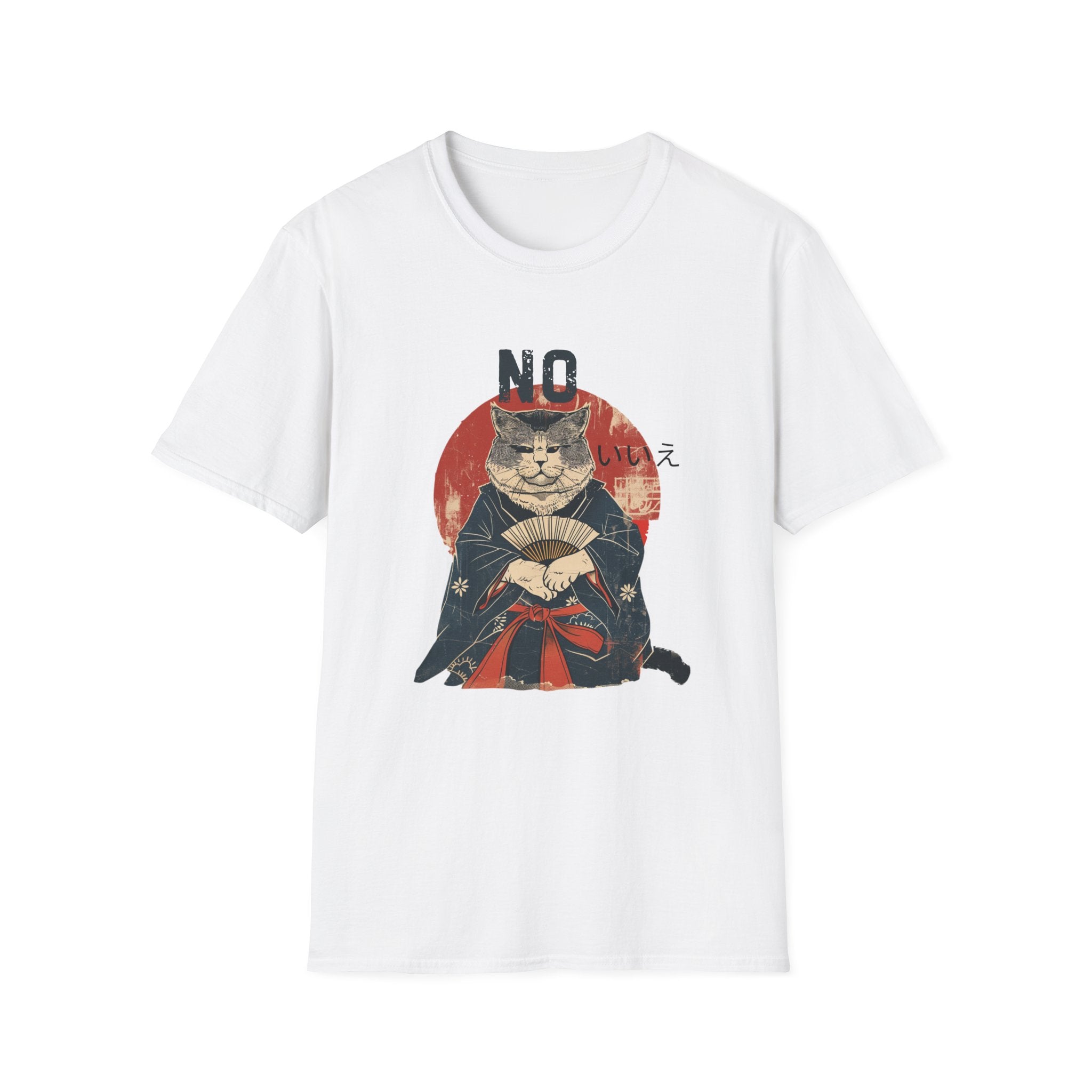 Japanese Woodblock Cat Shirt | Funny Introvert T-Shirt | Grumpy Samurai Cat Tee | Aesthetic Streetwear | "No"  | Gift for Cat Lover