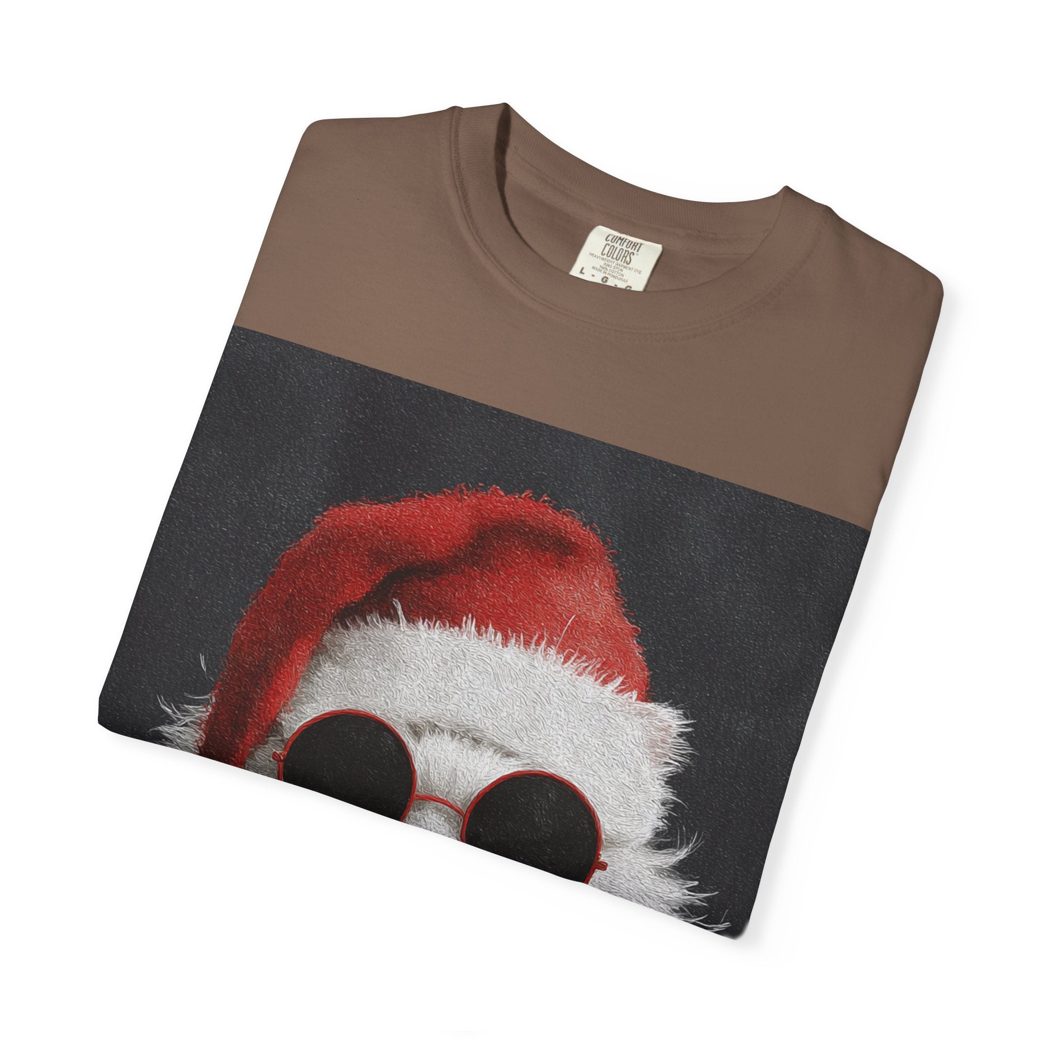 Cool White Cat in Santa Hat T-Shirt | Christmas Cat Shirt