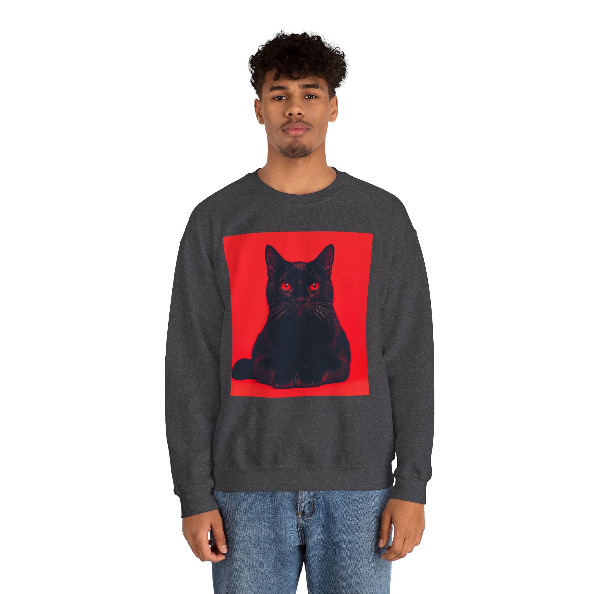 Black Cat with Red Eyes sweatshirt | Crewneck Cat Art, Gothic
