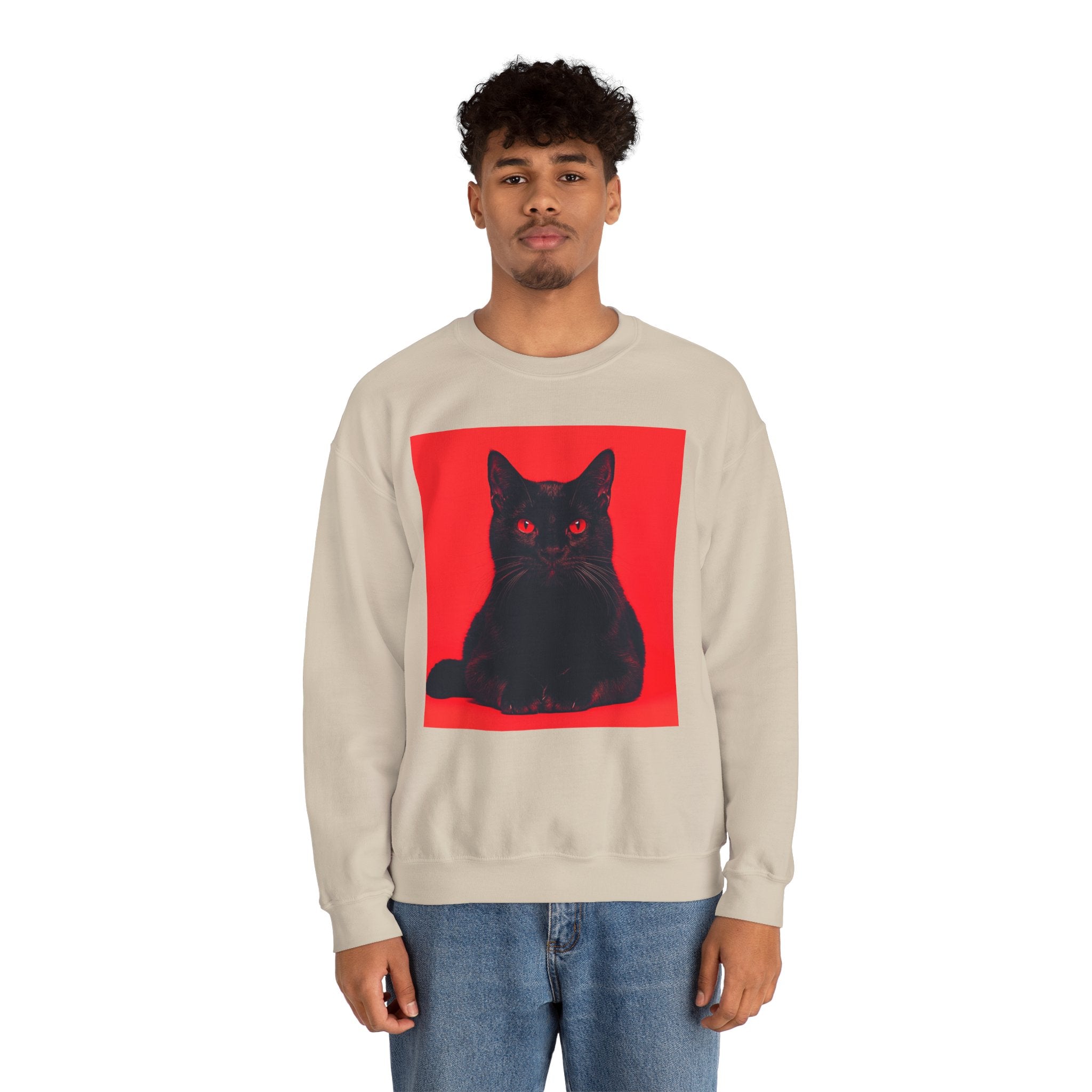 Black Cat with Red Eyes sweatshirt | Crewneck Cat Art, Gothic