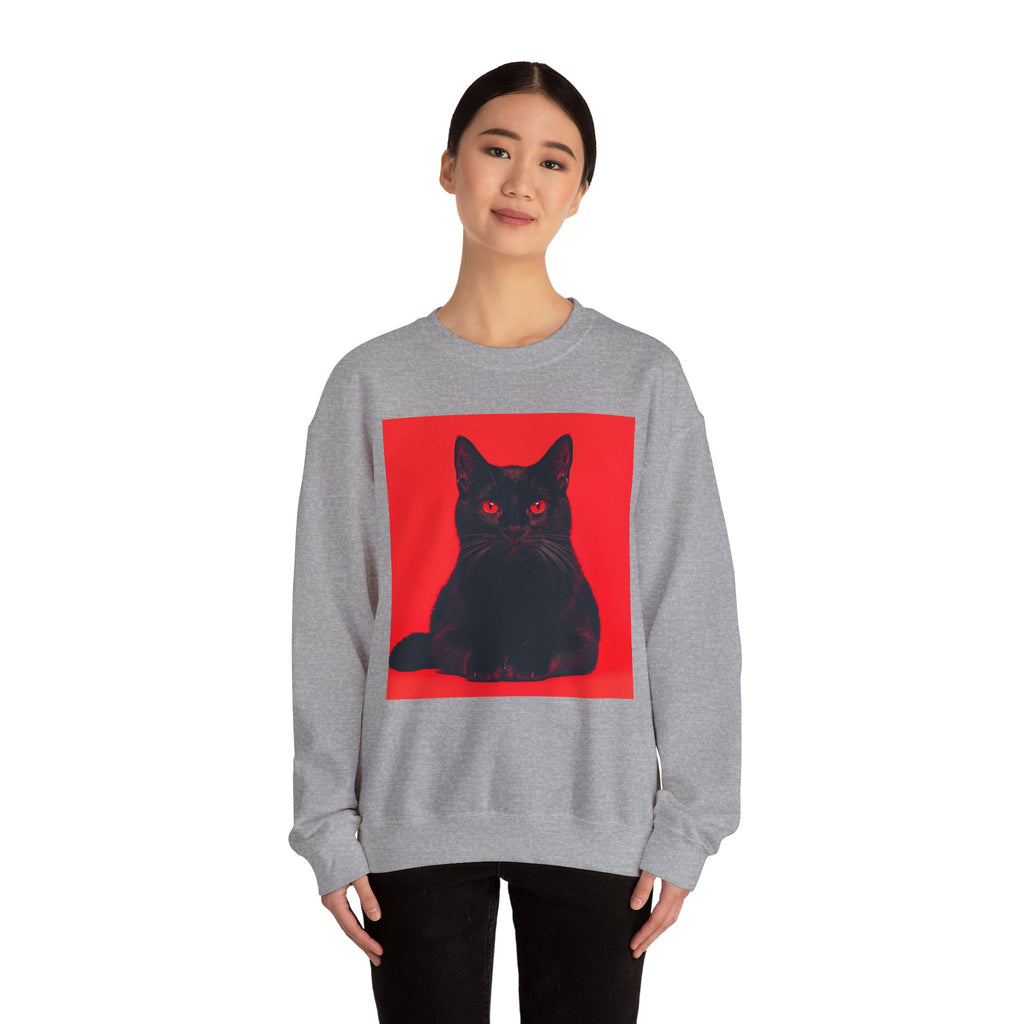 Black Cat with Red Eyes sweatshirt | Crewneck Cat Art, Gothic
