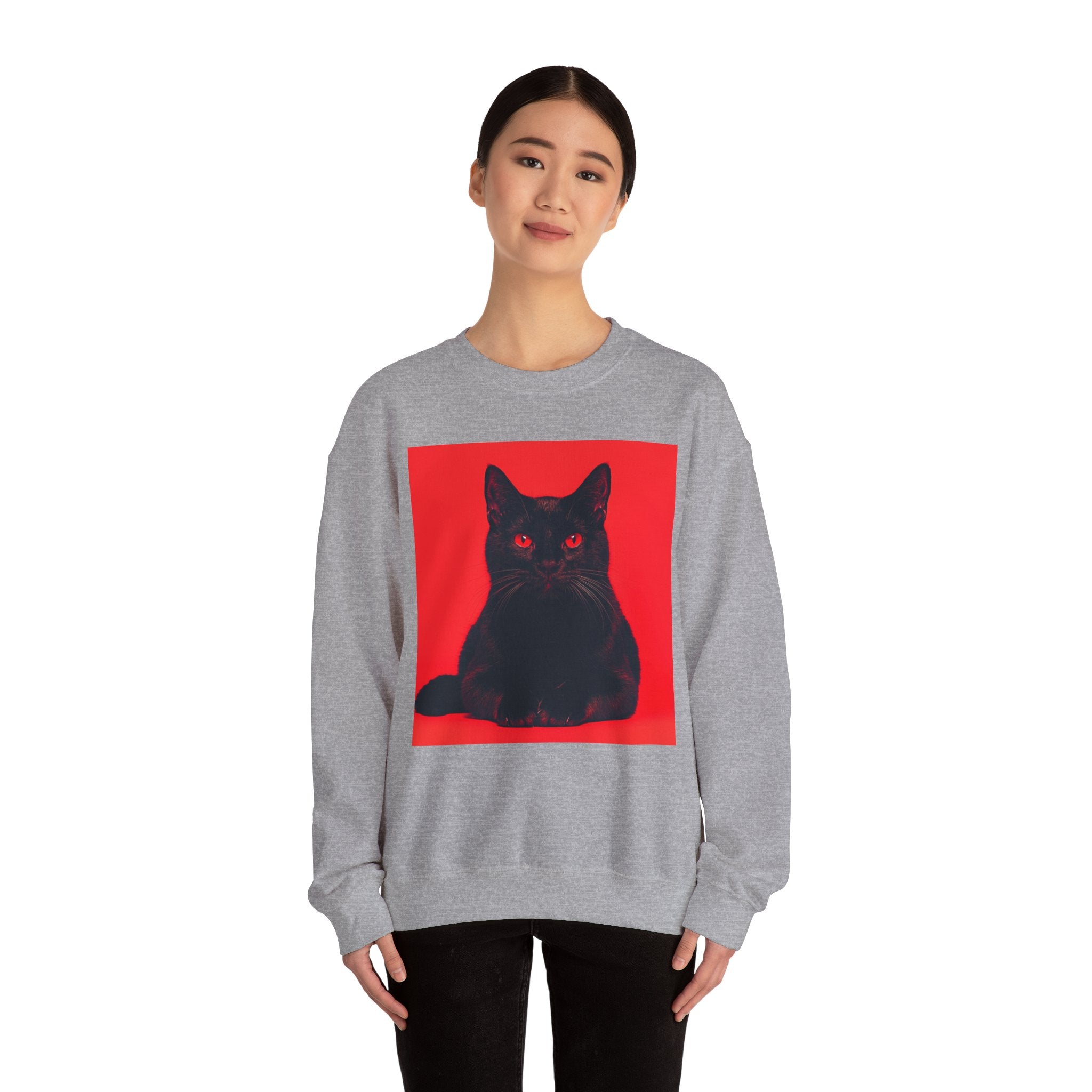 Black Cat with Red Eyes sweatshirt | Crewneck Cat Art, Gothic