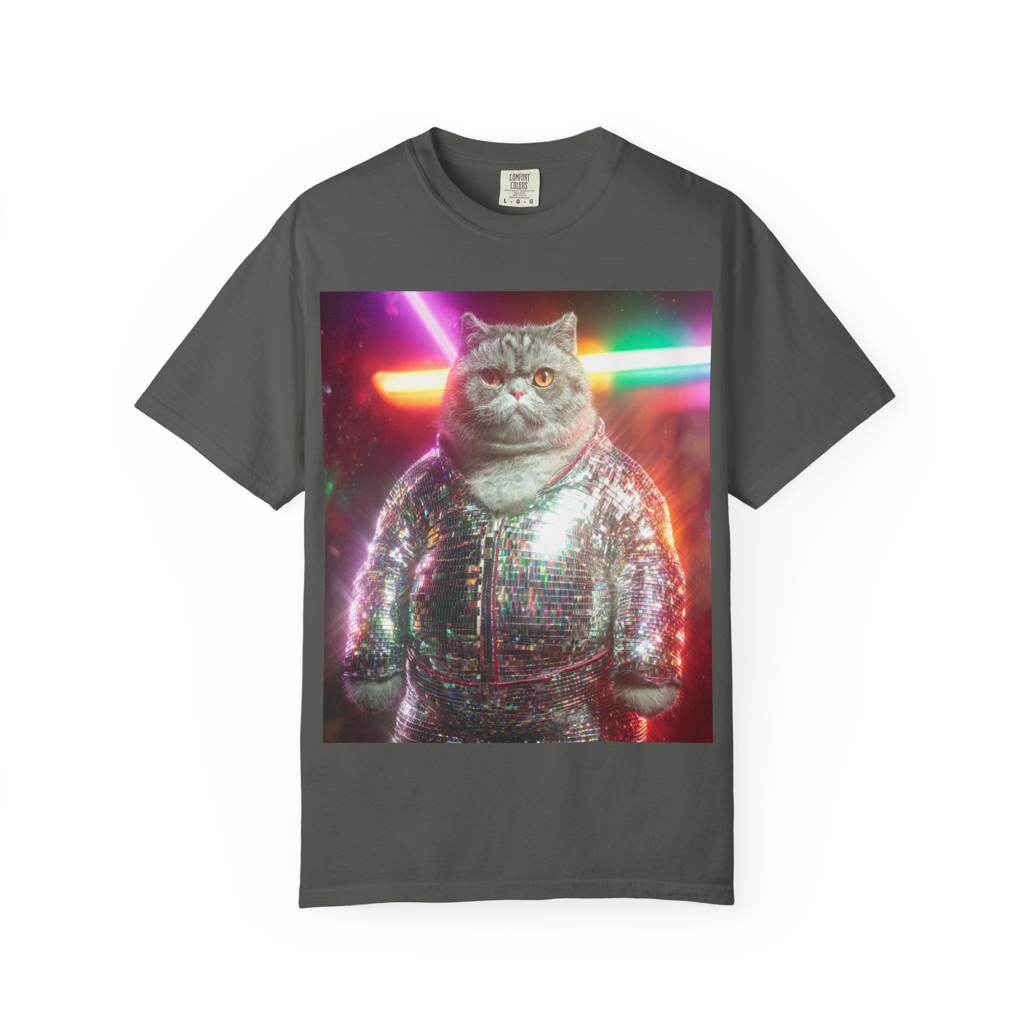 Unisex Disco Cat T-shirt | Funny Cat With Sequin Jacket, Stylish Cat Lovers Gift,  Trendy Cat Graphic Shirt