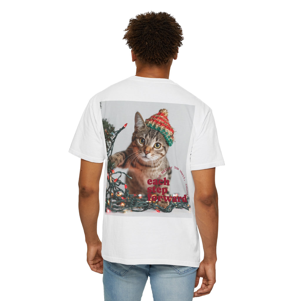 Tabby Cat in Knit Hat T-shirt | Christmas Kitty, Holiday Lights