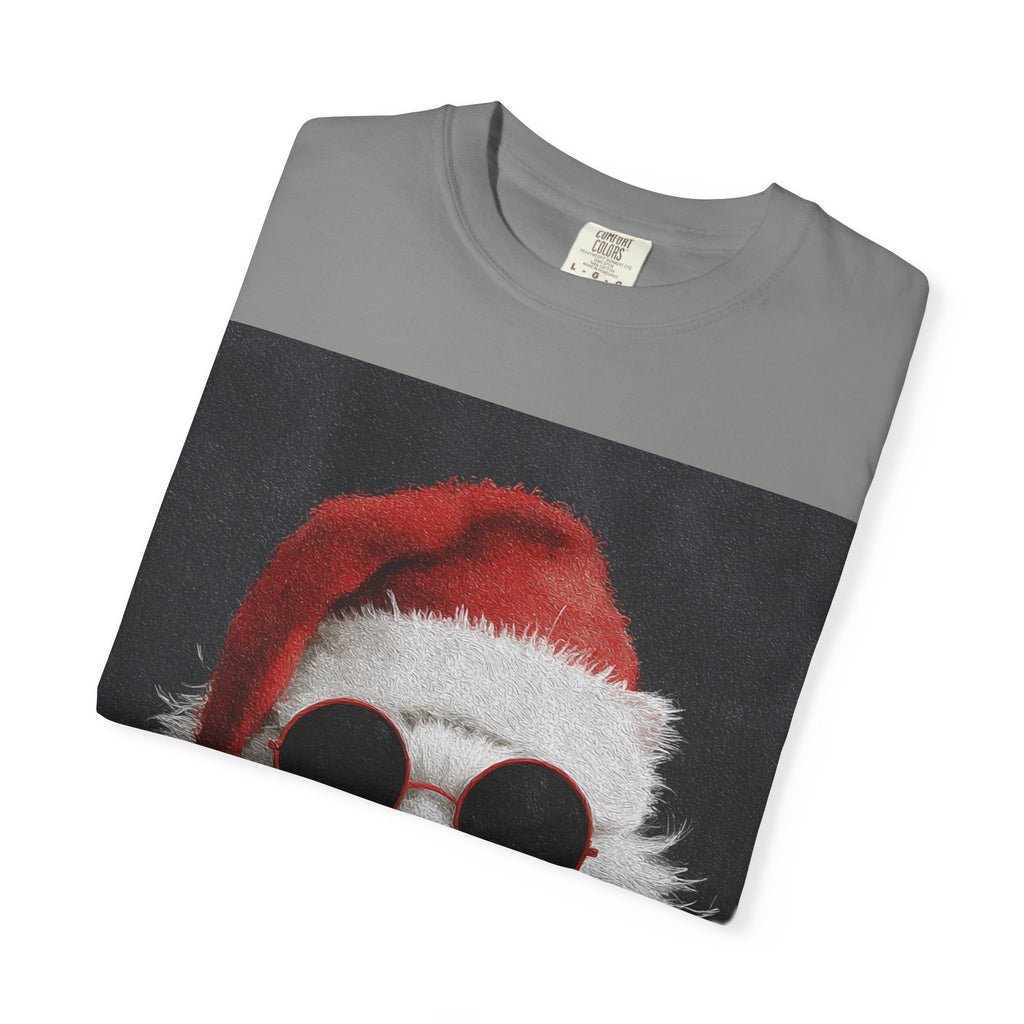 Cool White Cat in Santa Hat T-Shirt | Christmas Cat Shirt