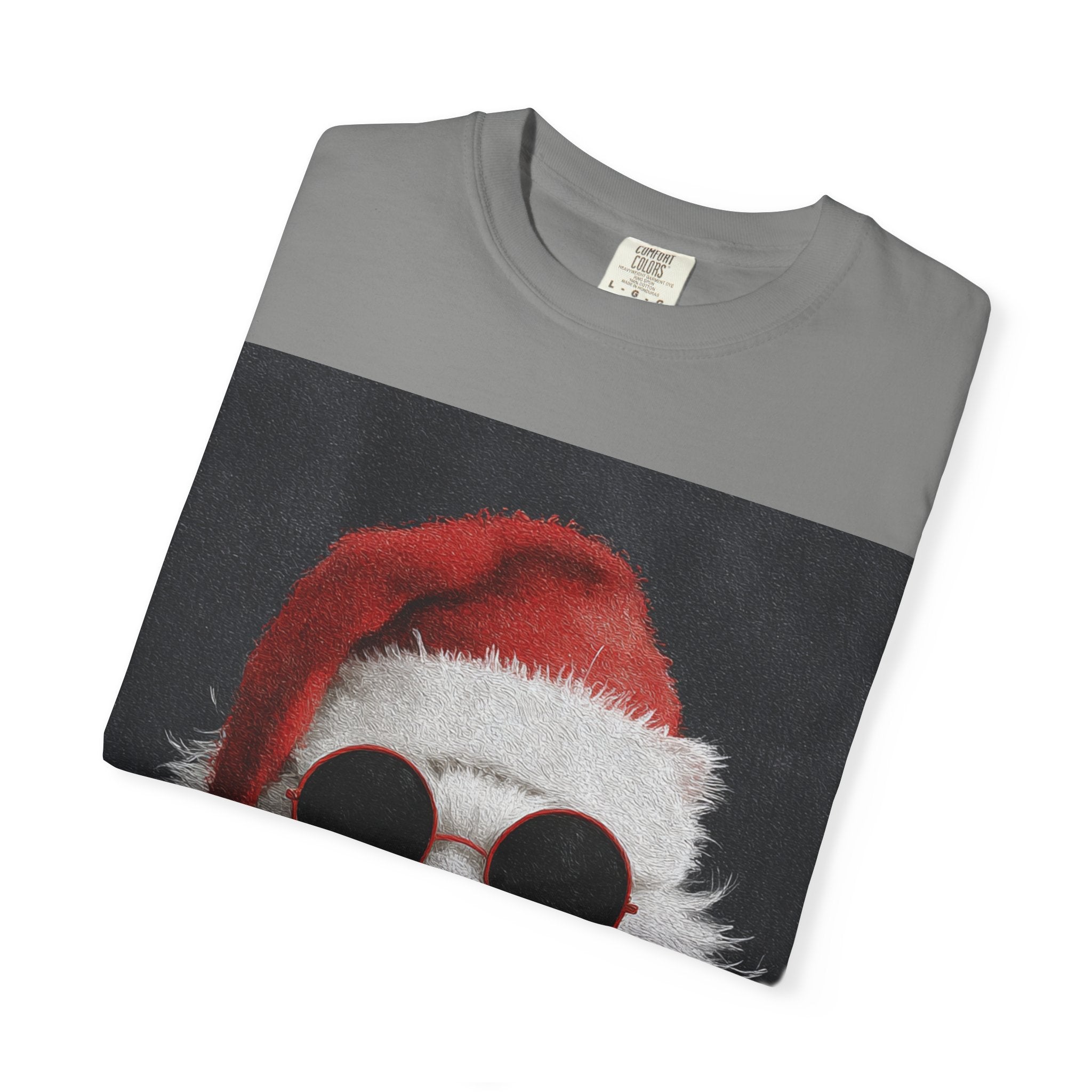 Cool White Cat in Santa Hat T-Shirt | Christmas Cat Shirt