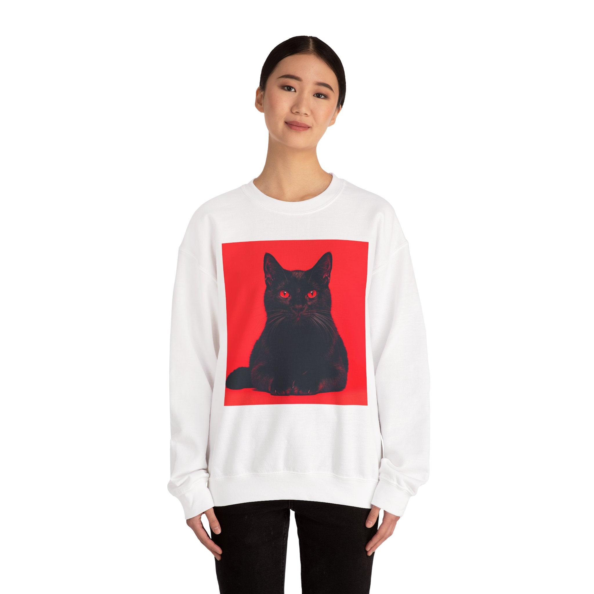 Black Cat with Red Eyes sweatshirt | Crewneck Cat Art, Gothic