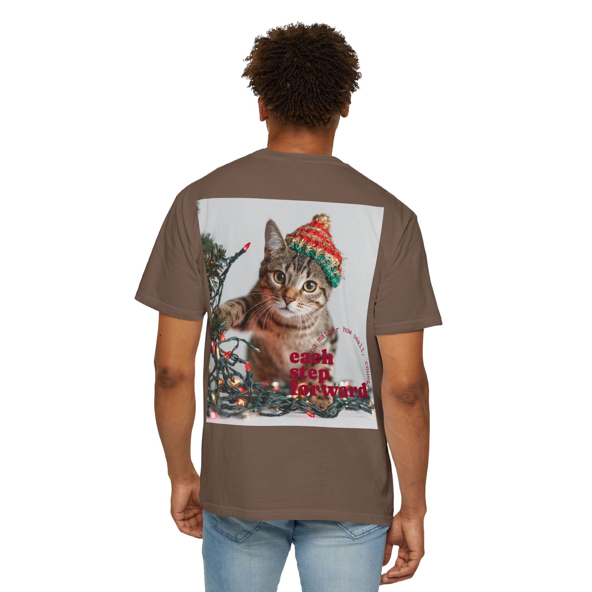Tabby Cat in Knit Hat T-shirt | Christmas Kitty, Holiday Lights