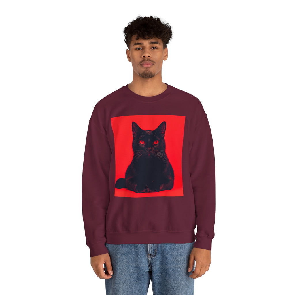 Black Cat with Red Eyes sweatshirt | Crewneck Cat Art, Gothic