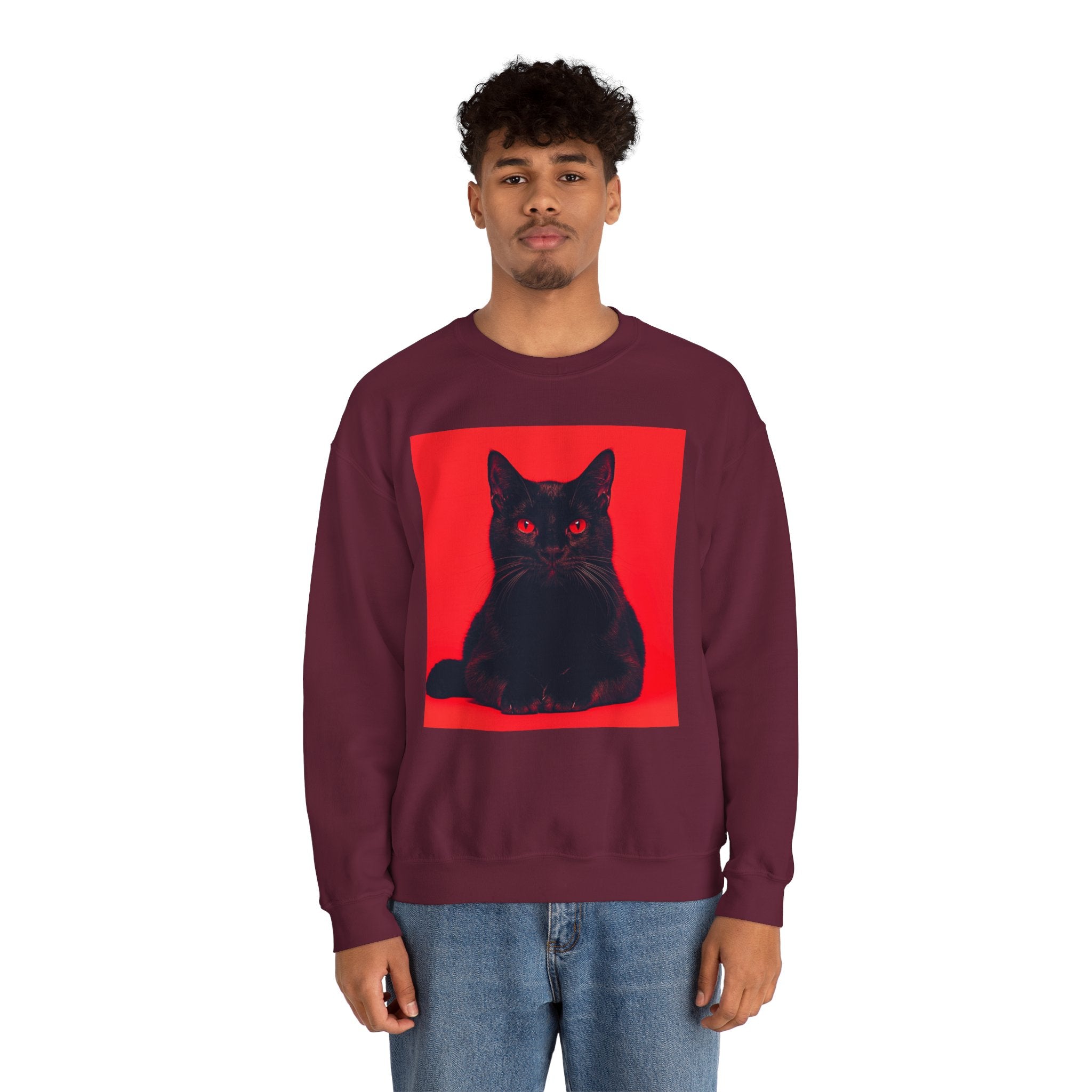 Black Cat with Red Eyes sweatshirt | Crewneck Cat Art, Gothic