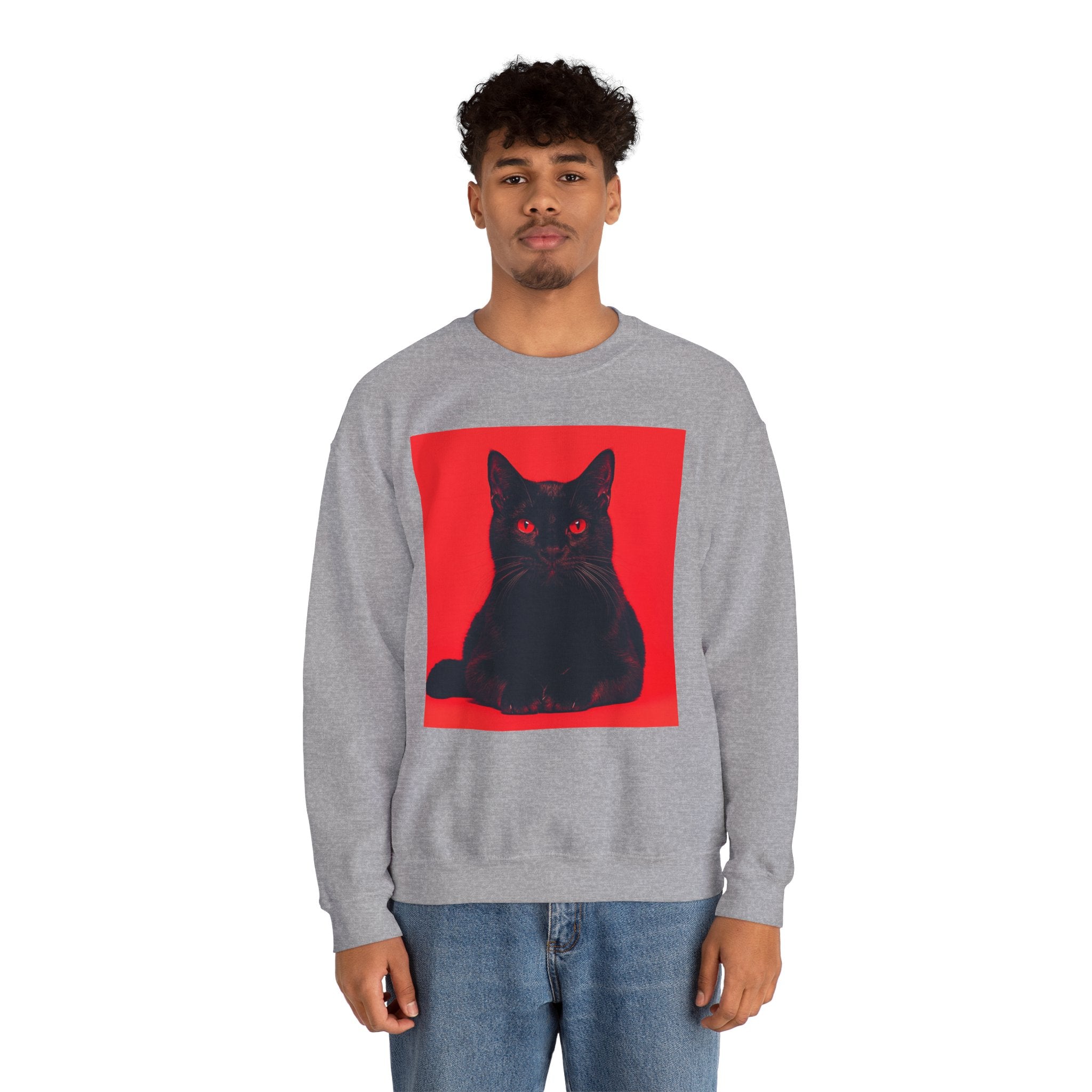 Black Cat with Red Eyes sweatshirt | Crewneck Cat Art, Gothic