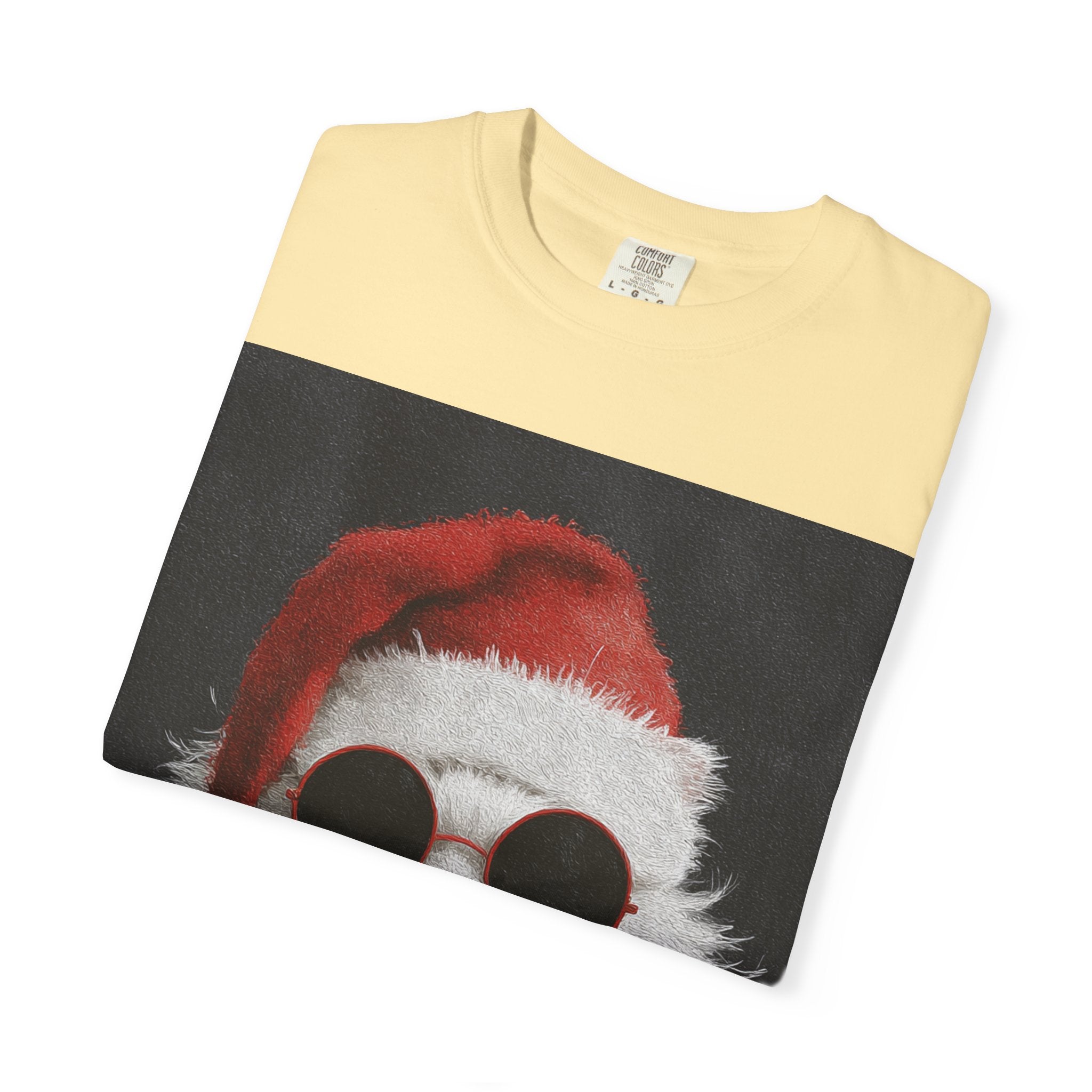 Cool White Cat in Santa Hat T-Shirt | Christmas Cat Shirt