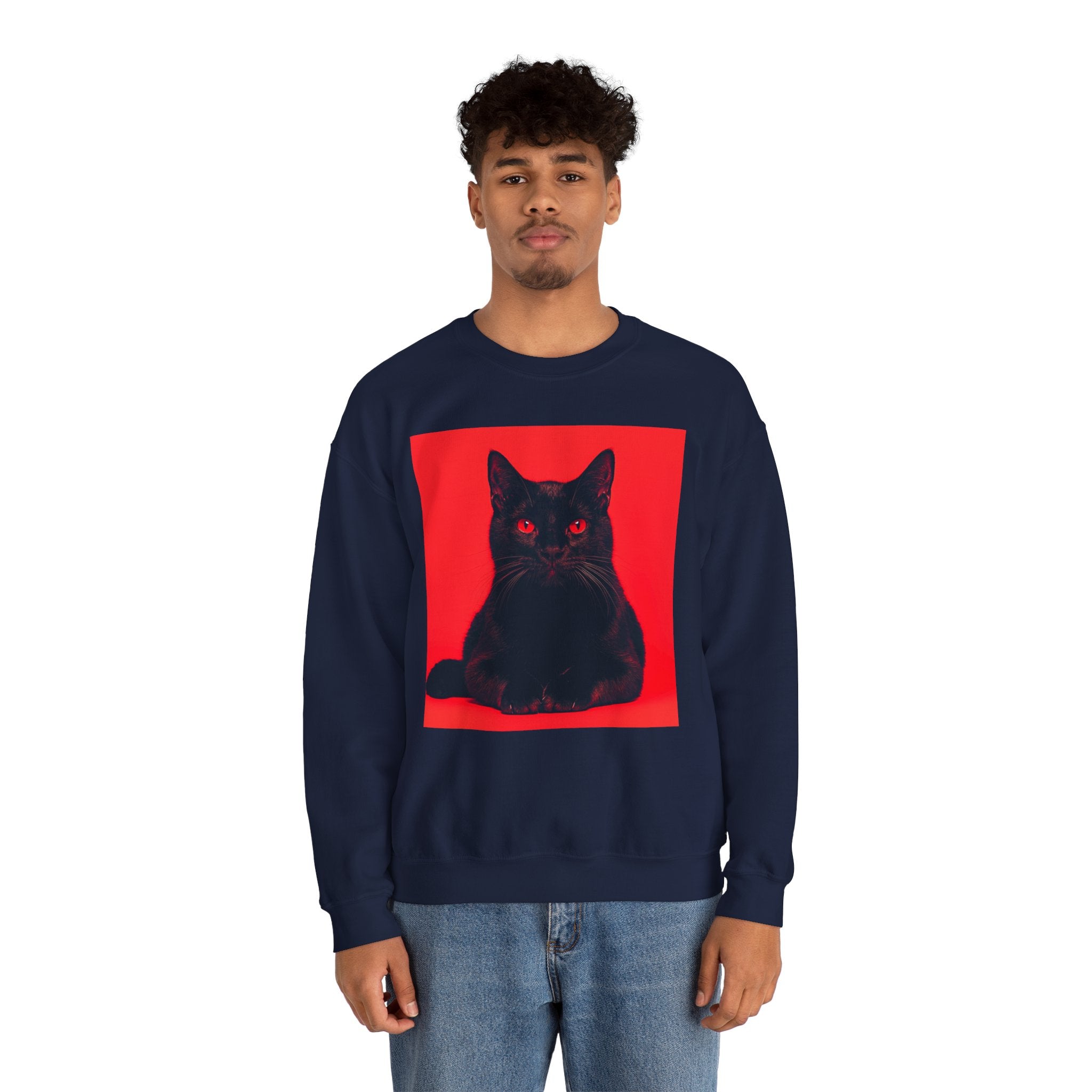 Black Cat with Red Eyes sweatshirt | Crewneck Cat Art, Gothic