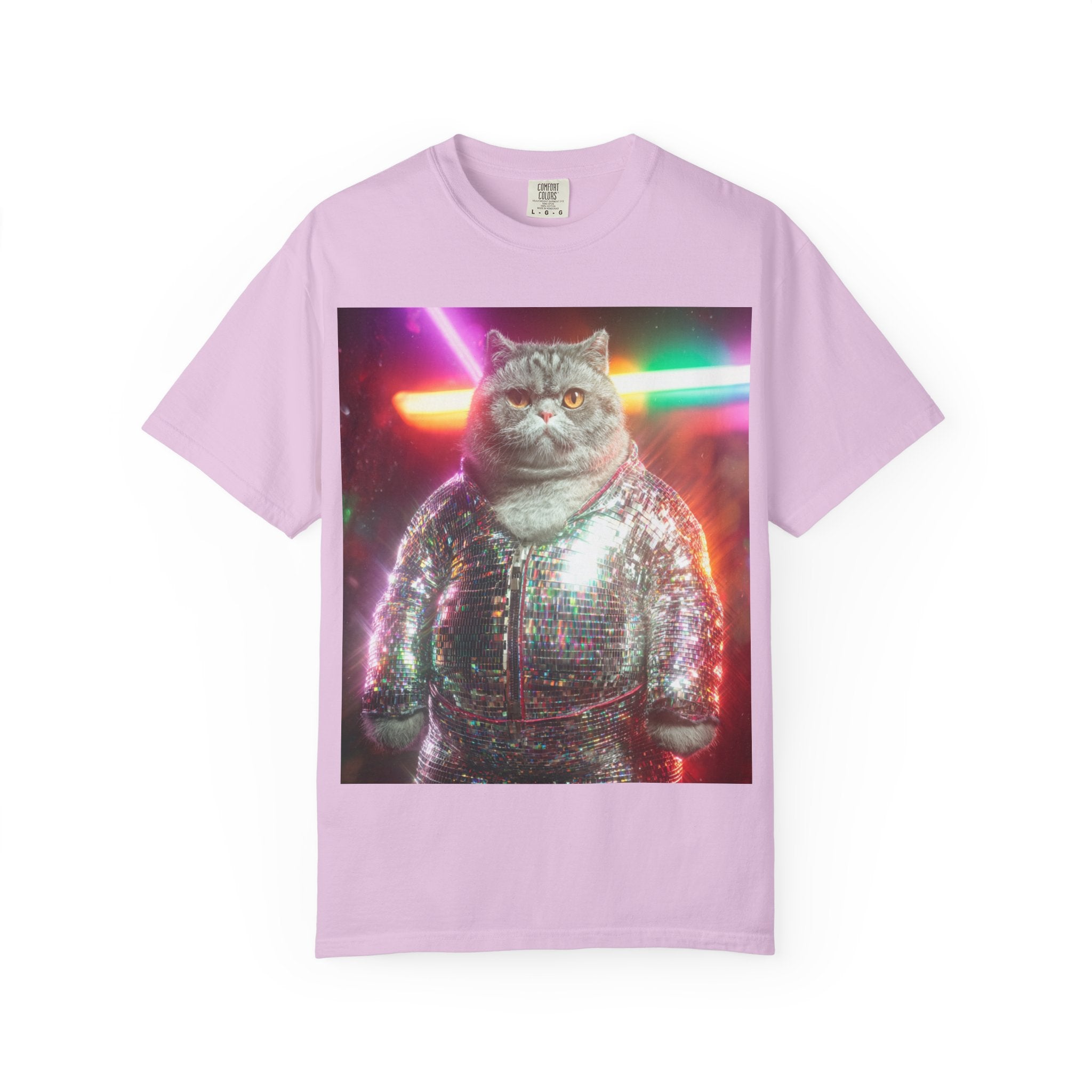 Unisex Disco Cat T-shirt | Funny Cat With Sequin Jacket, Stylish Cat Lovers Gift,  Trendy Cat Graphic Shirt