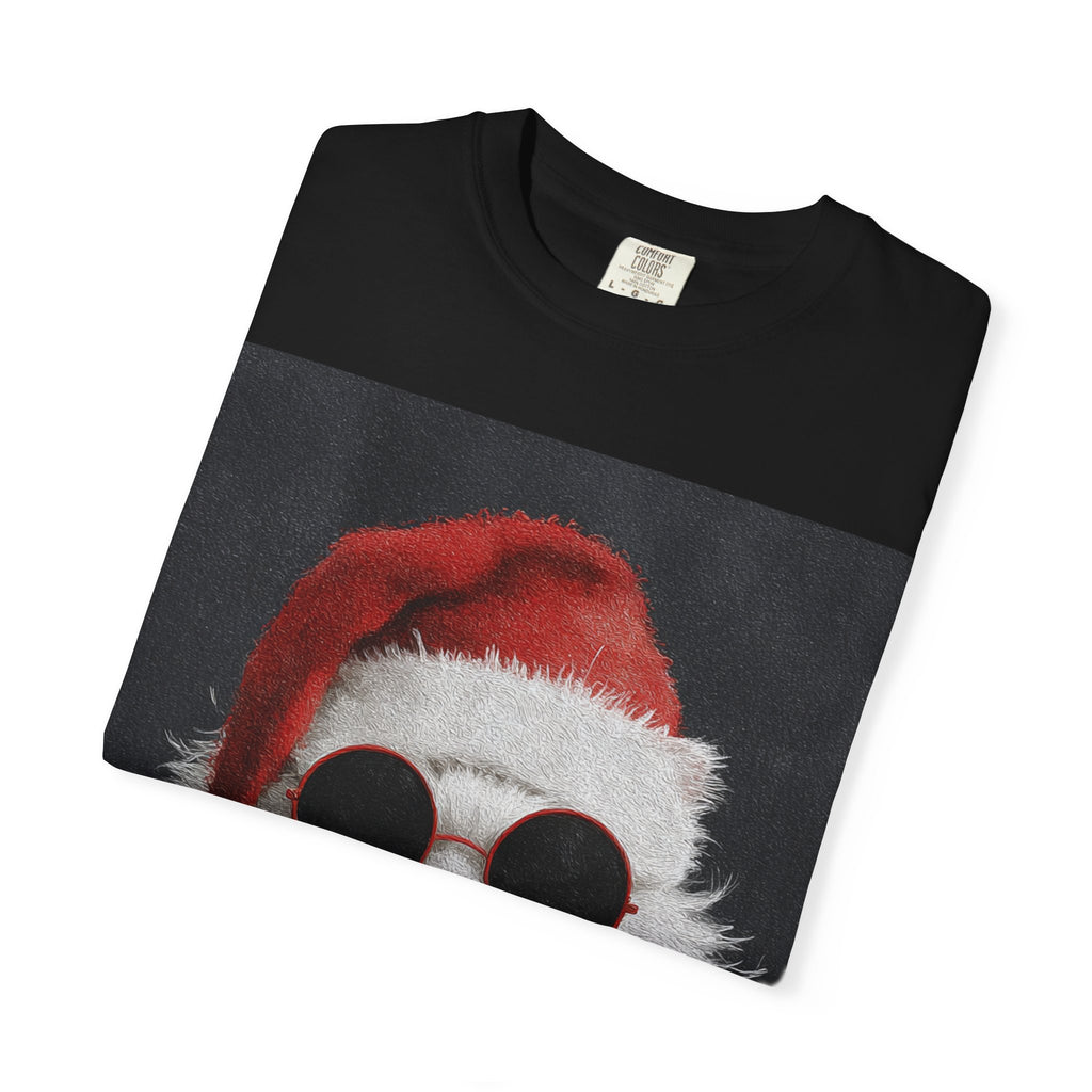 Cool White Cat in Santa Hat T-Shirt | Christmas Cat Shirt