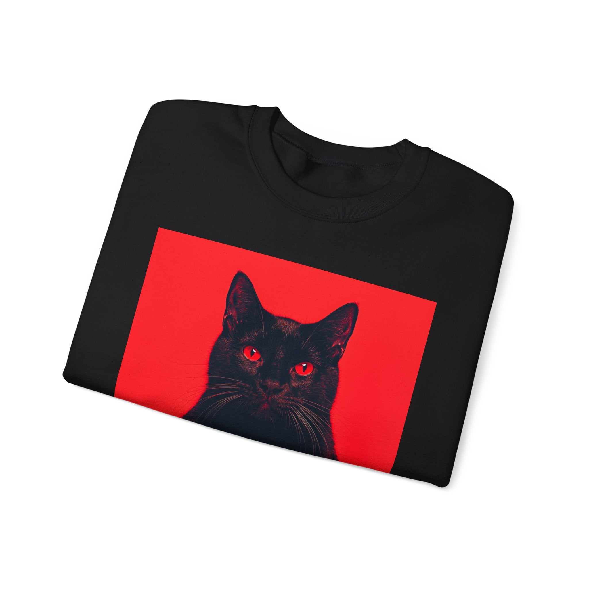 Black Cat with Red Eyes sweatshirt | Crewneck Cat Art, Gothic