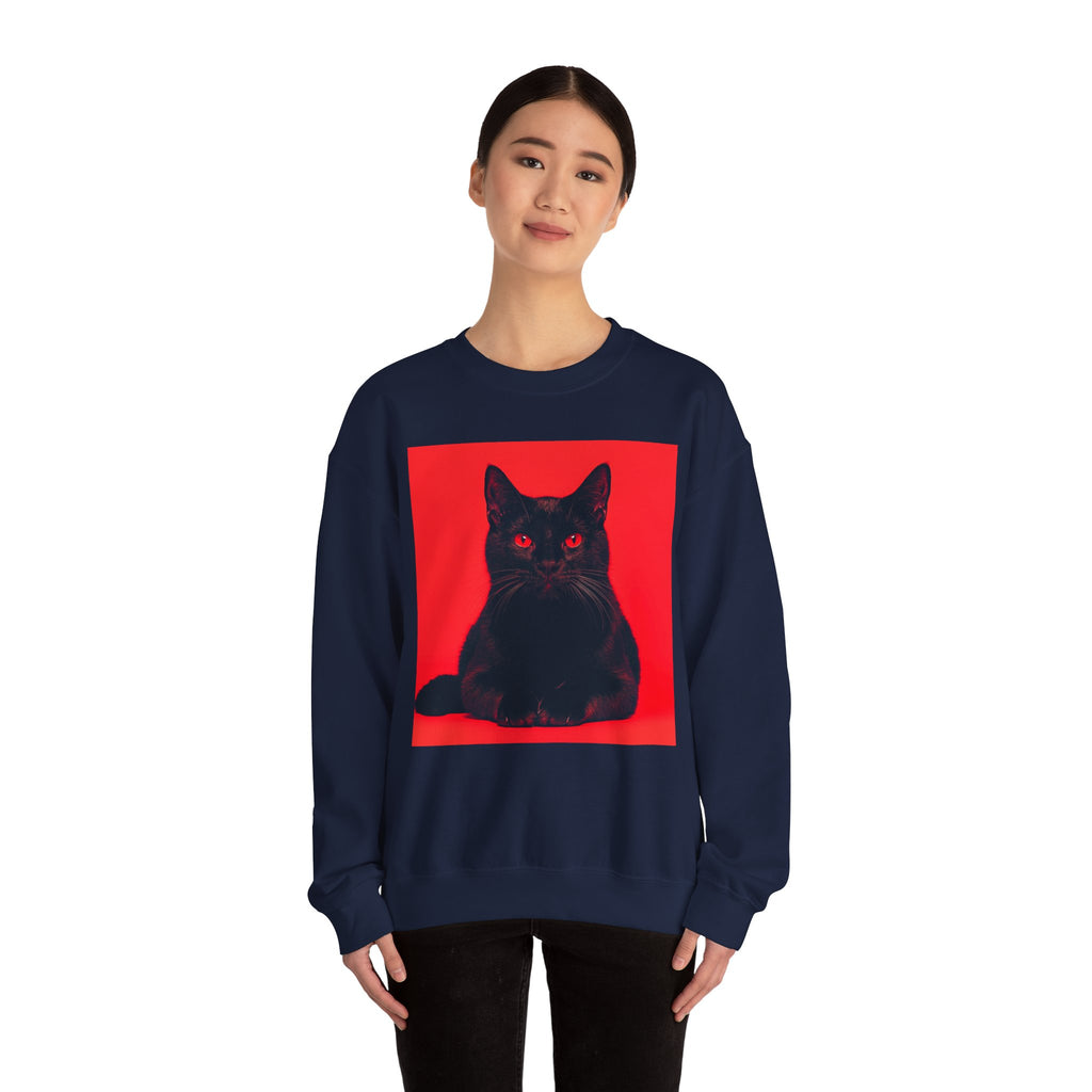 Black Cat with Red Eyes sweatshirt | Crewneck Cat Art, Gothic
