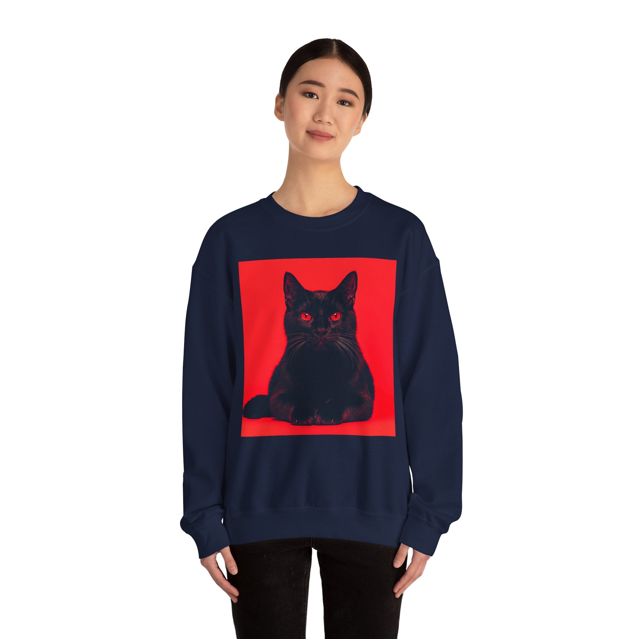 Black Cat with Red Eyes sweatshirt | Crewneck Cat Art, Gothic