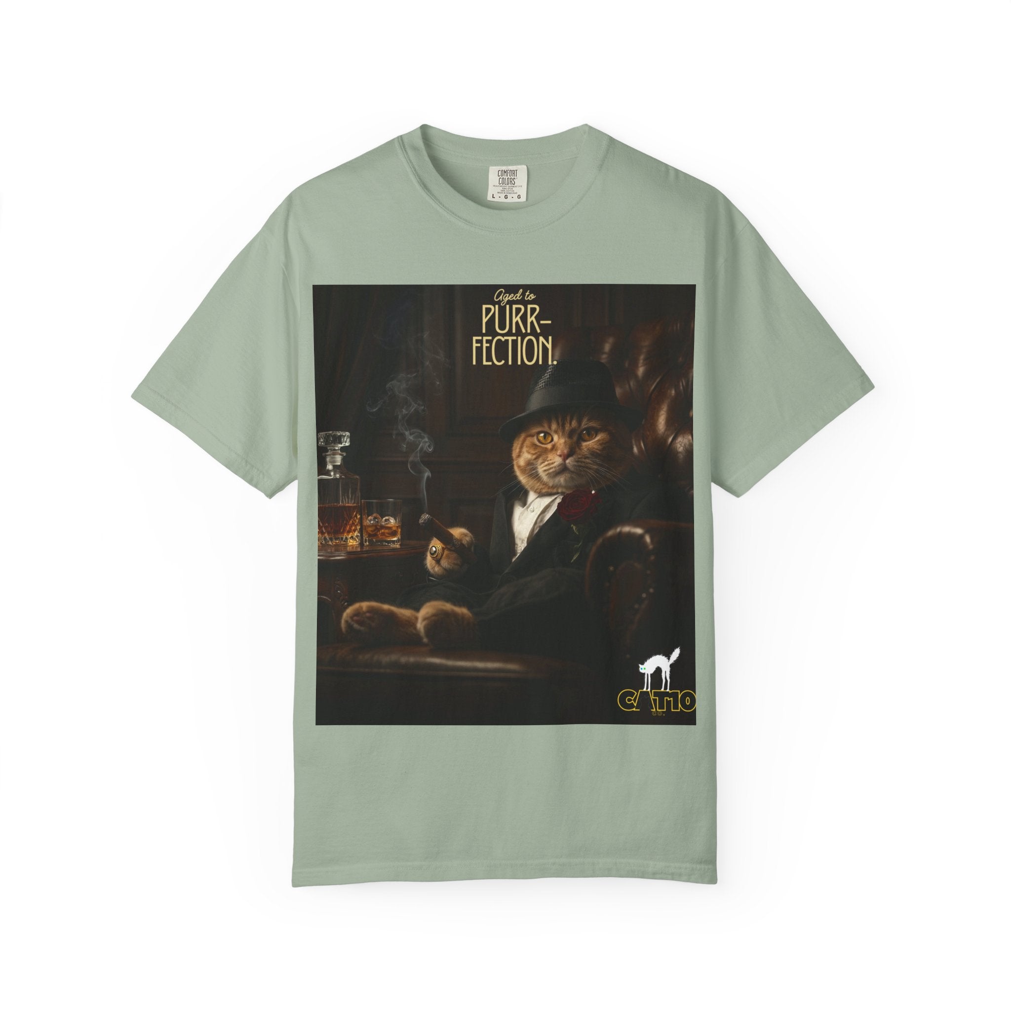 Aged to Purr-fection Cat Birthday gift T-Shirt | Vintage Dapper Cat Artwork