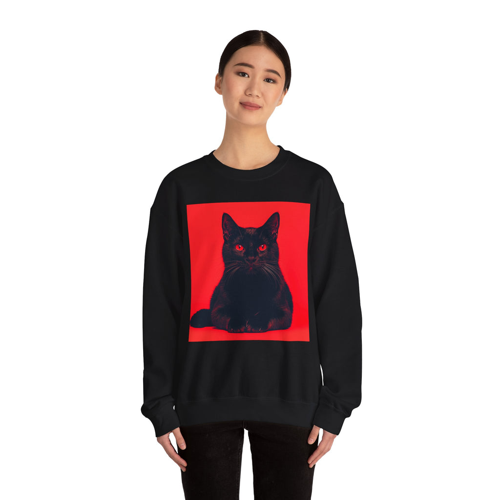 Black Cat with Red Eyes sweatshirt | Crewneck Cat Art, Gothic