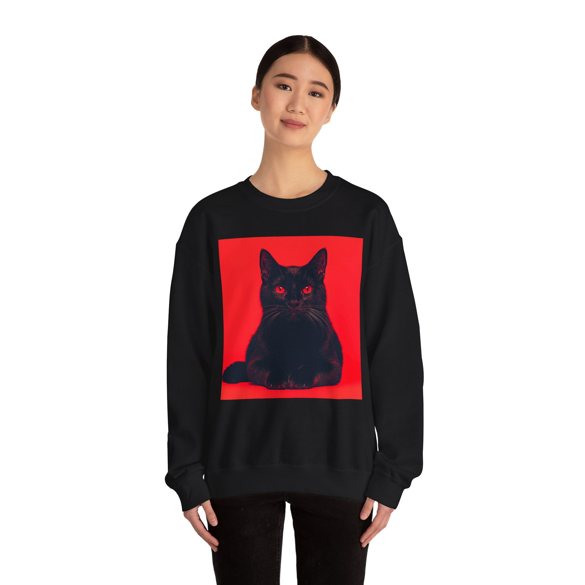 Black Cat with Red Eyes sweatshirt | Crewneck Cat Art, Gothic