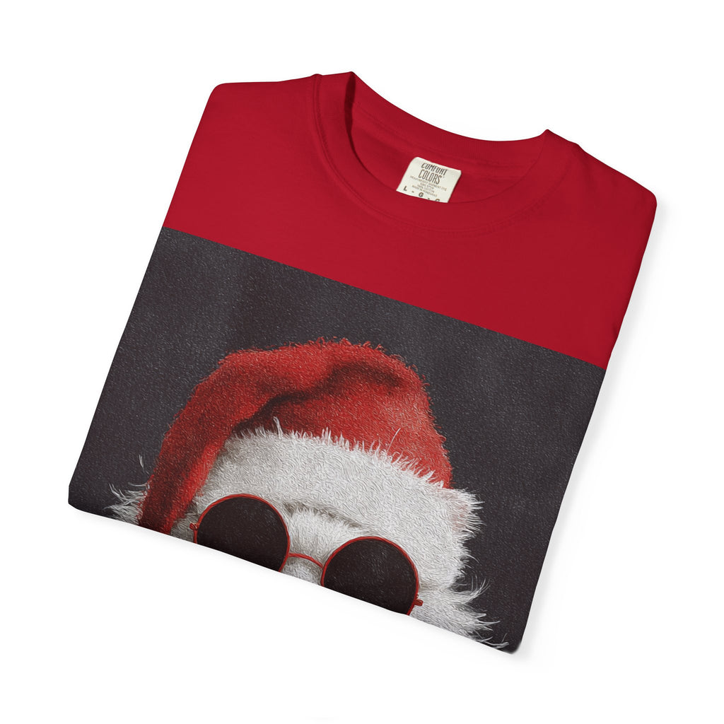 Cool White Cat in Santa Hat T-Shirt | Christmas Cat Shirt