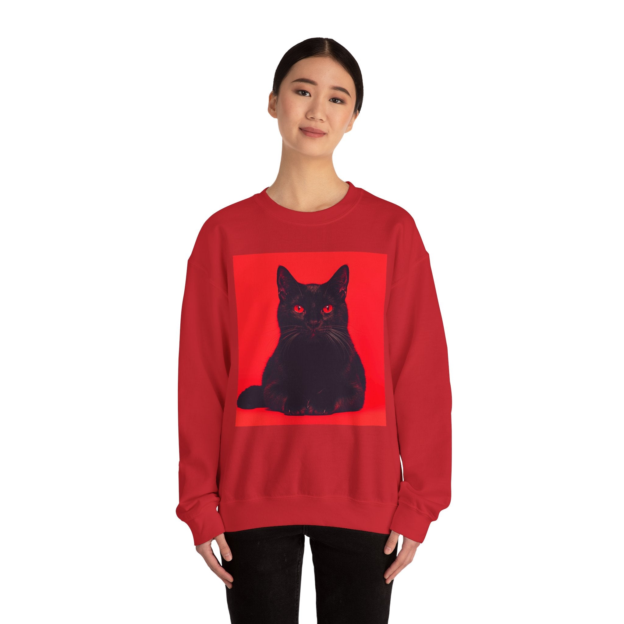 Black Cat with Red Eyes sweatshirt | Crewneck Cat Art, Gothic