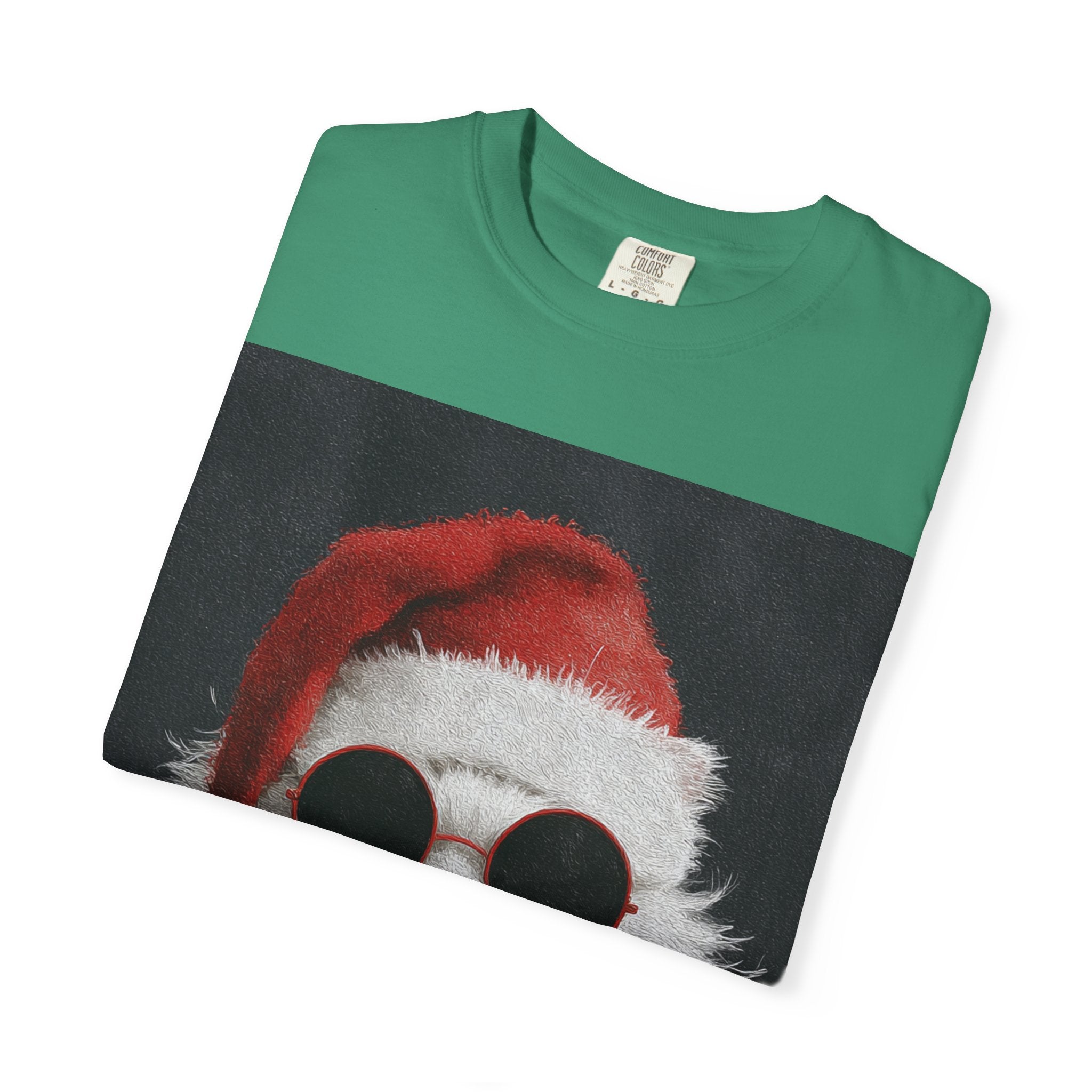 Cool White Cat in Santa Hat T-Shirt | Christmas Cat Shirt
