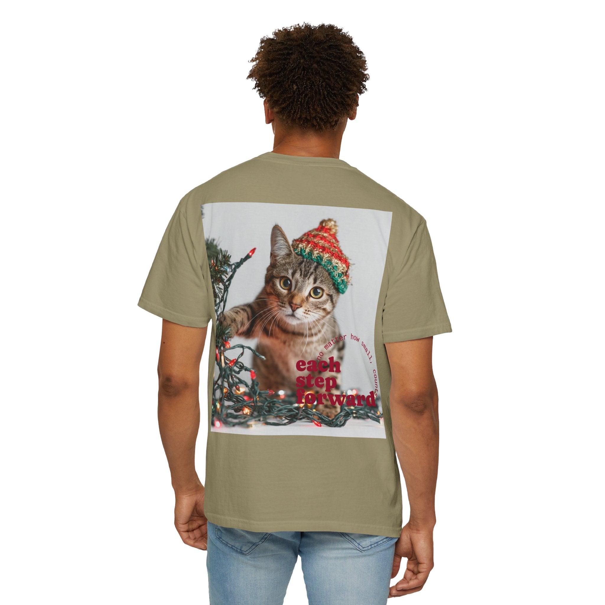 Tabby Cat in Knit Hat T-shirt | Christmas Kitty, Holiday Lights