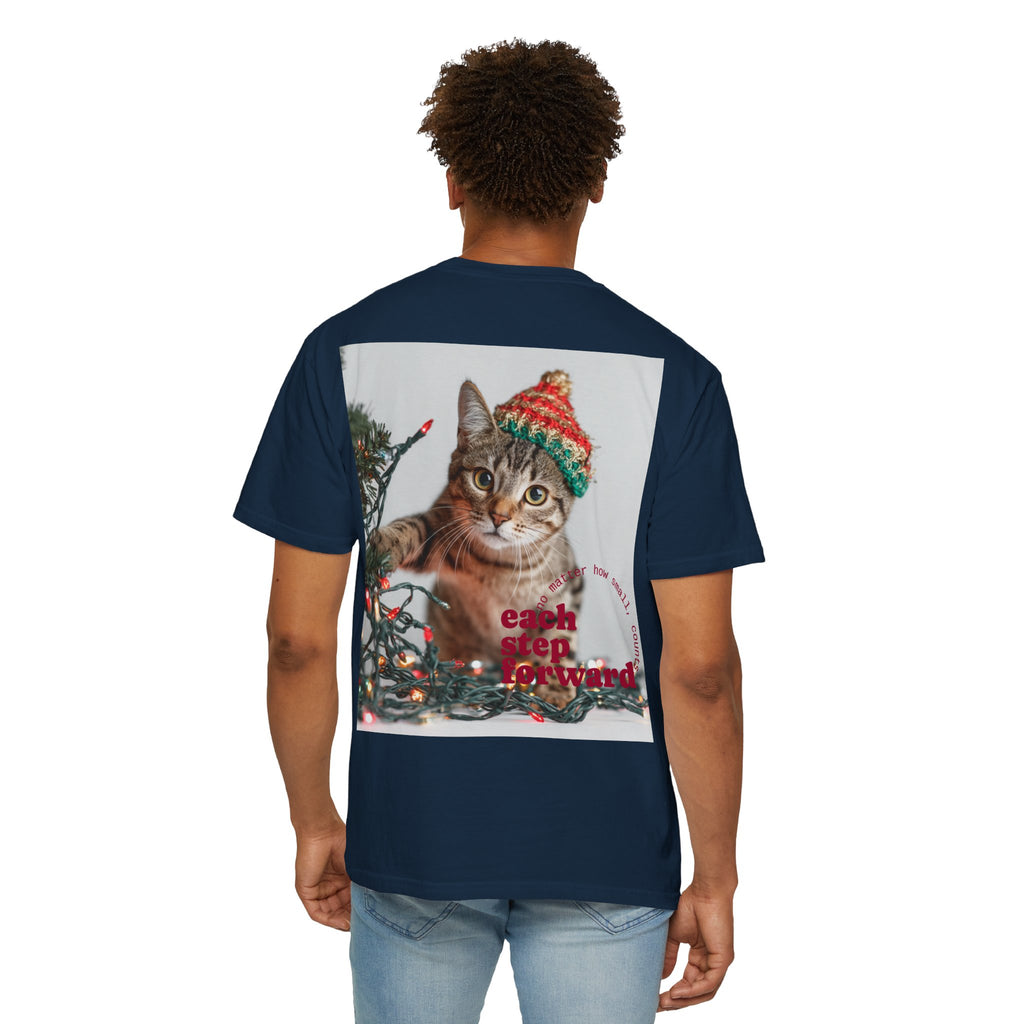 Tabby Cat in Knit Hat T-shirt | Christmas Kitty, Holiday Lights
