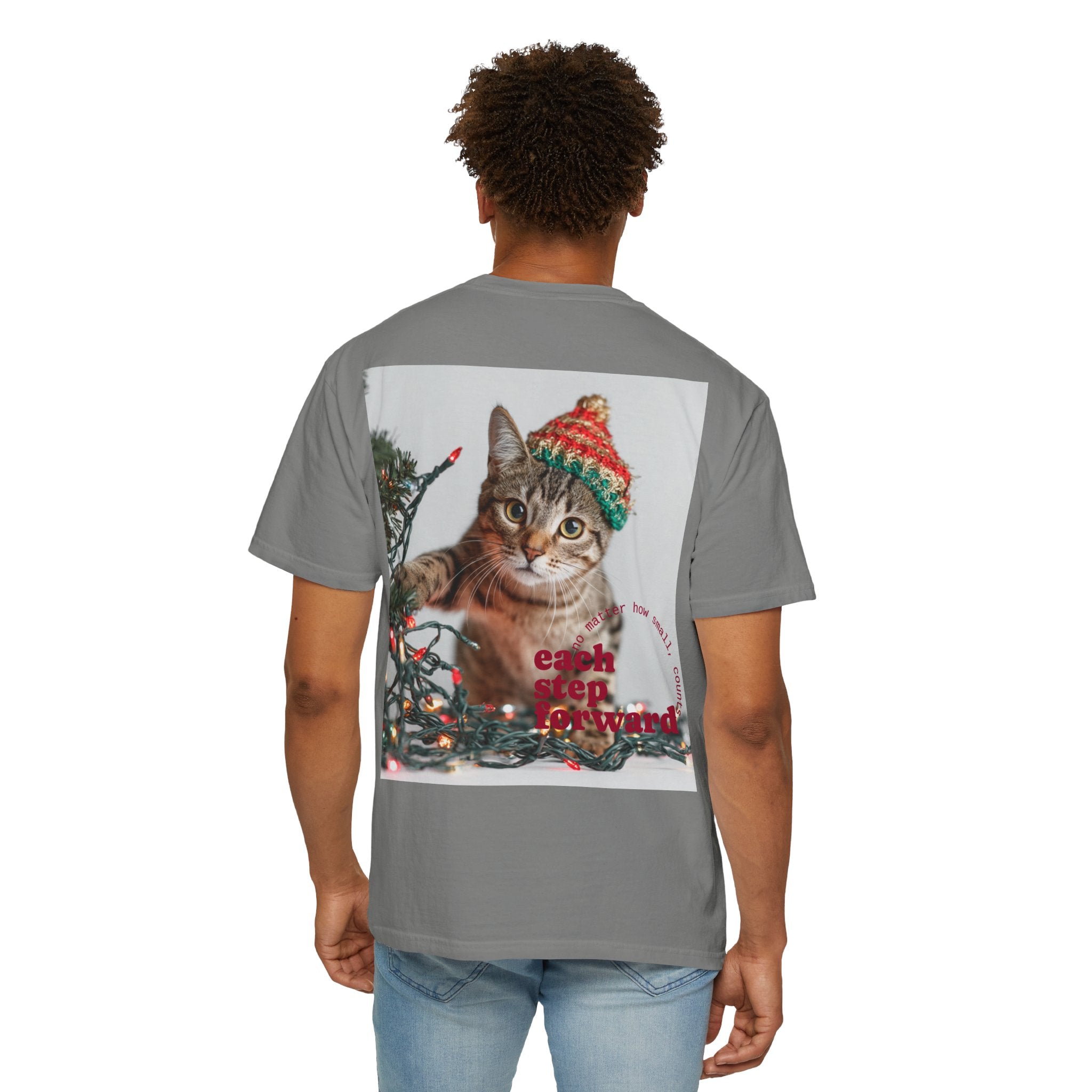 Tabby Cat in Knit Hat T-shirt | Christmas Kitty, Holiday Lights